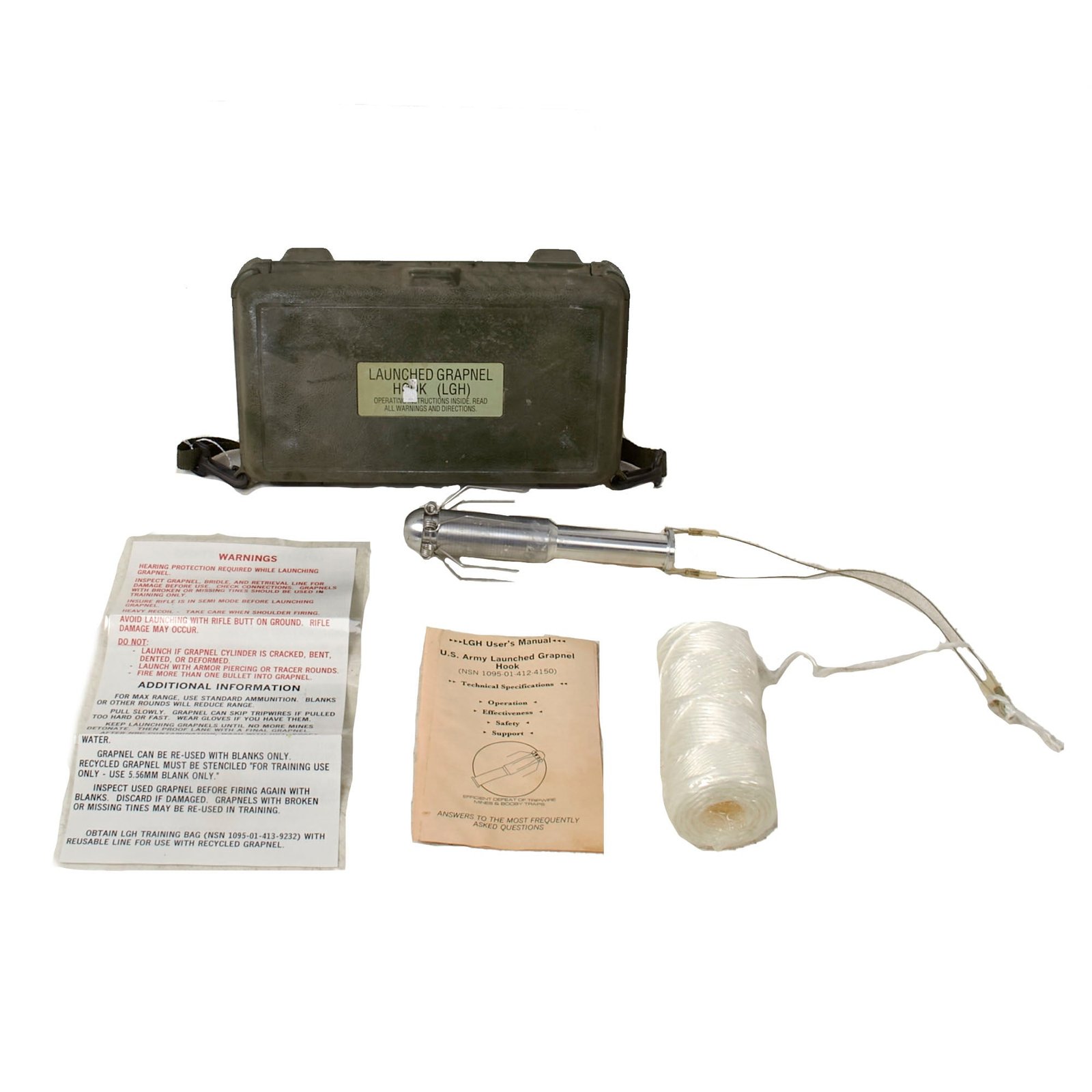 Buy Original U.S. Global War on Terror Era Combat Engineers Breaching and Obstacle Clearing M16 Rifle-Launched Grapnel Hook (LHG) Set - Unissued | Original Firearms Antique For Sale