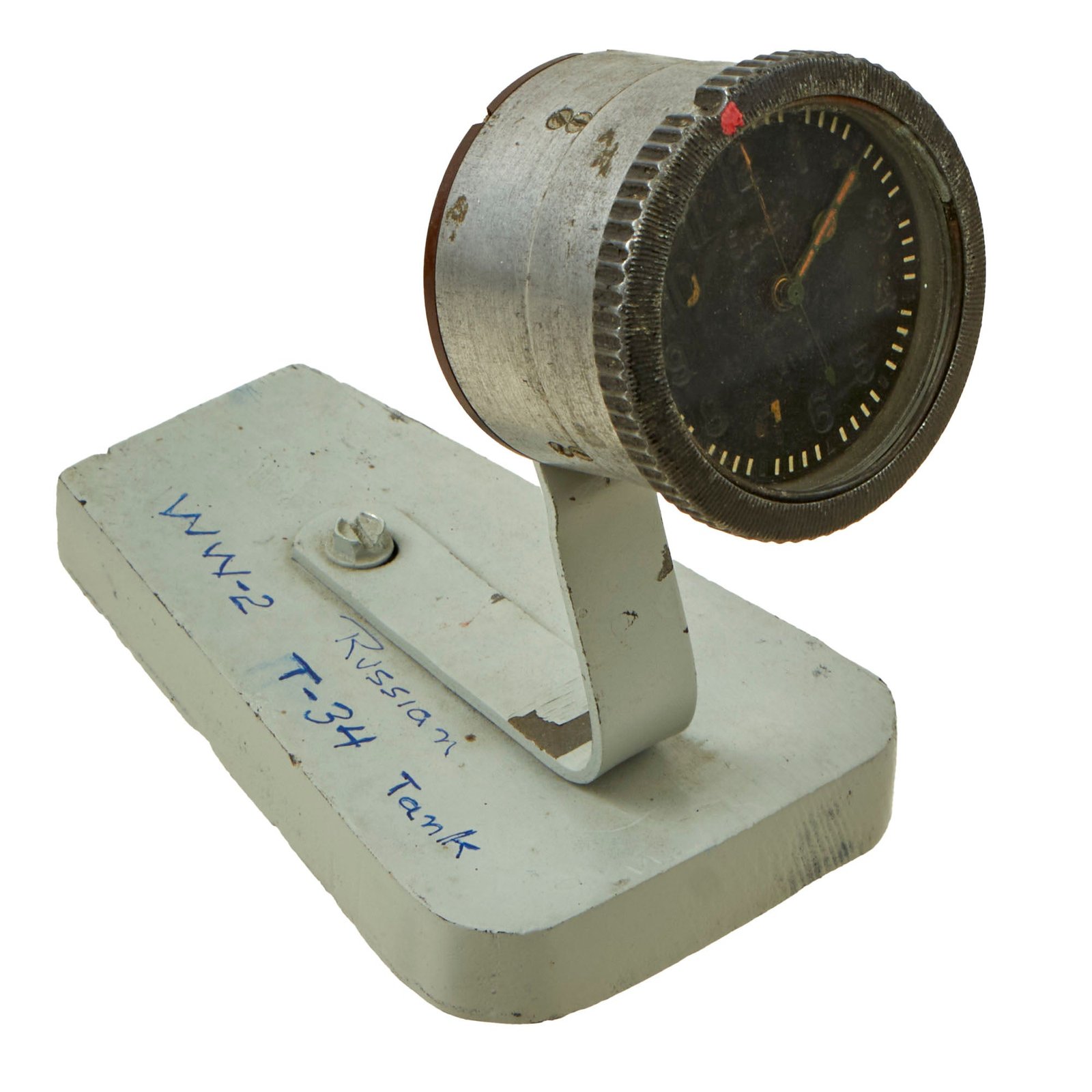 Buy Original Soviet WWII T34 Tank Clock Mounted on Display Board - Functional | Original Firearms Antique For Sale