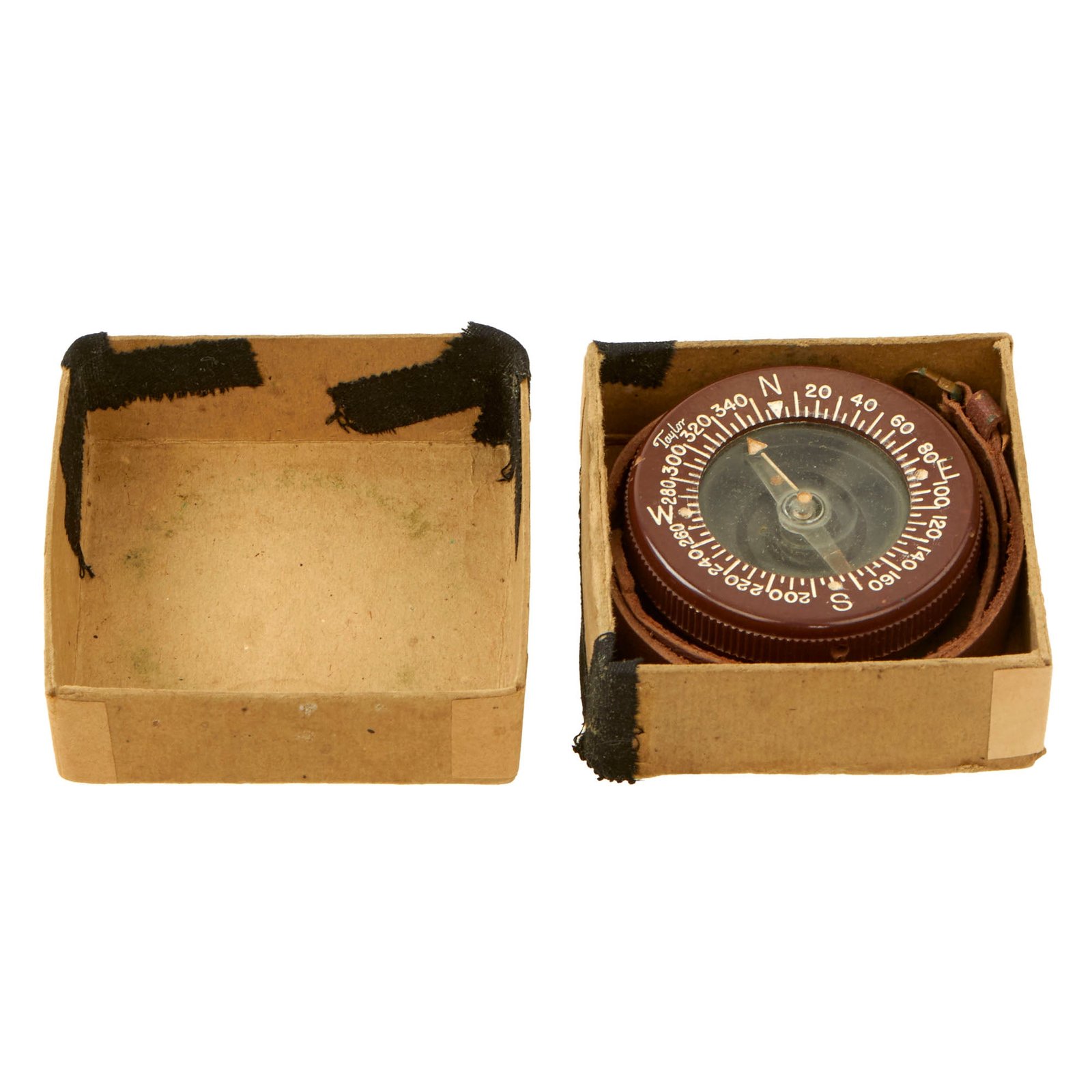 Buy Original U.S. WWII Paratrooper Wrist Compass by Taylor with Leather Wrist Band and Original Box | Original Firearms Antique For Sale