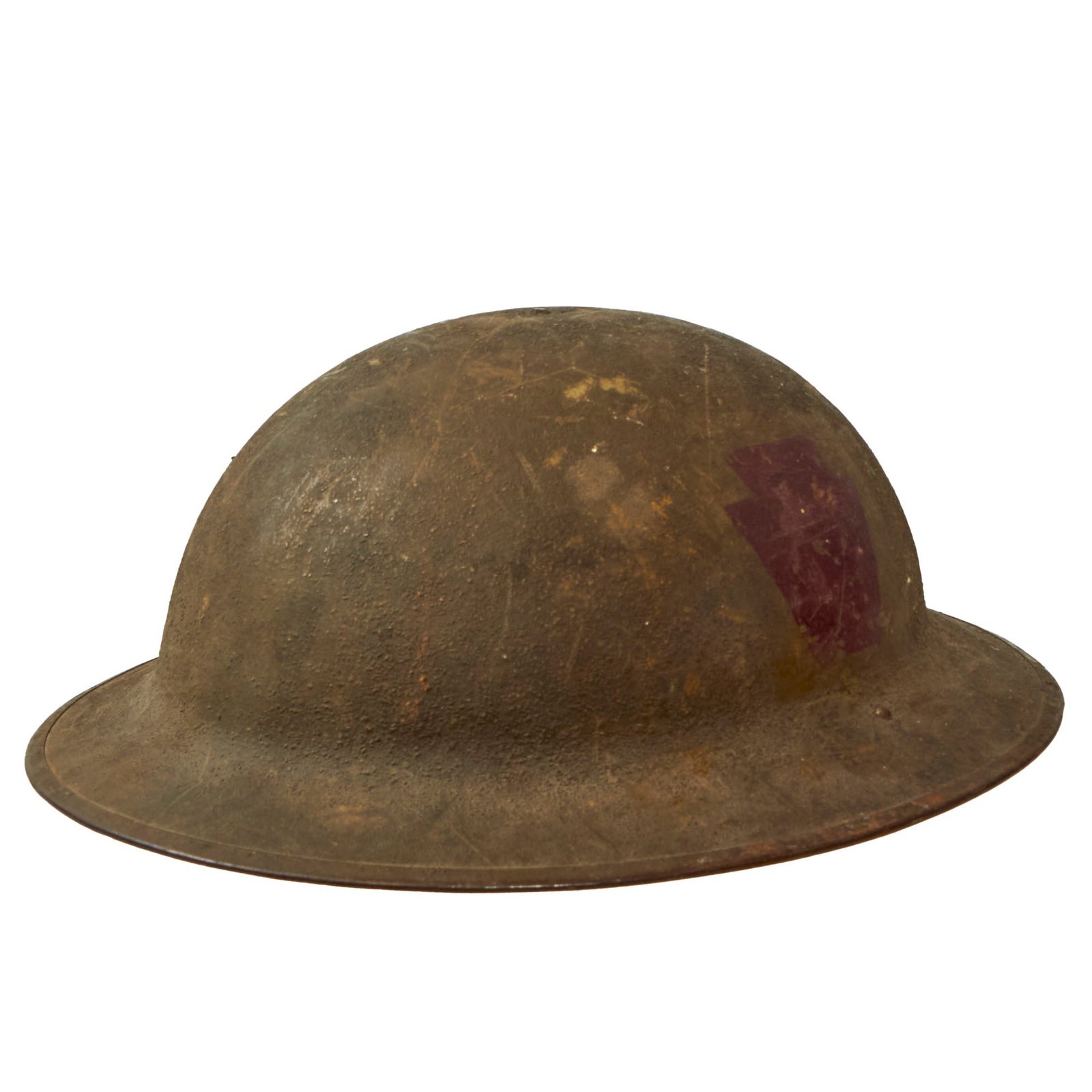 Buy Original U.S. WWI M1917 Identified 28th Division Doughboy Helmet With Textured Paint & Liner - Lester Woodley, 109th Infantry Regiment - Keystone Division | Original Firearms Antique For Sale