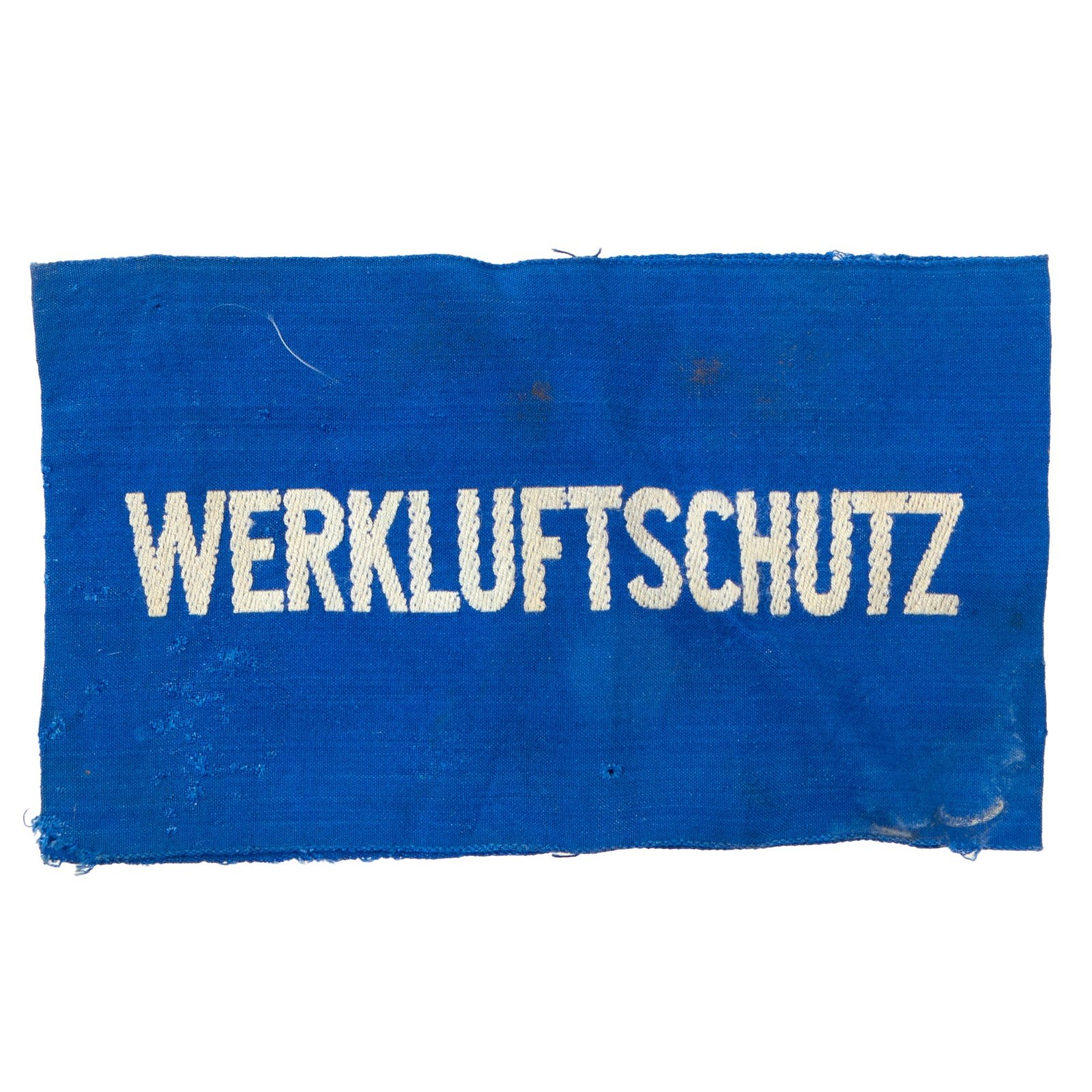 Buy Original German WWII Werkluftschutz Factory Air Raid Protection Embroidered Blue Armband | Original Firearms Antique For Sale
