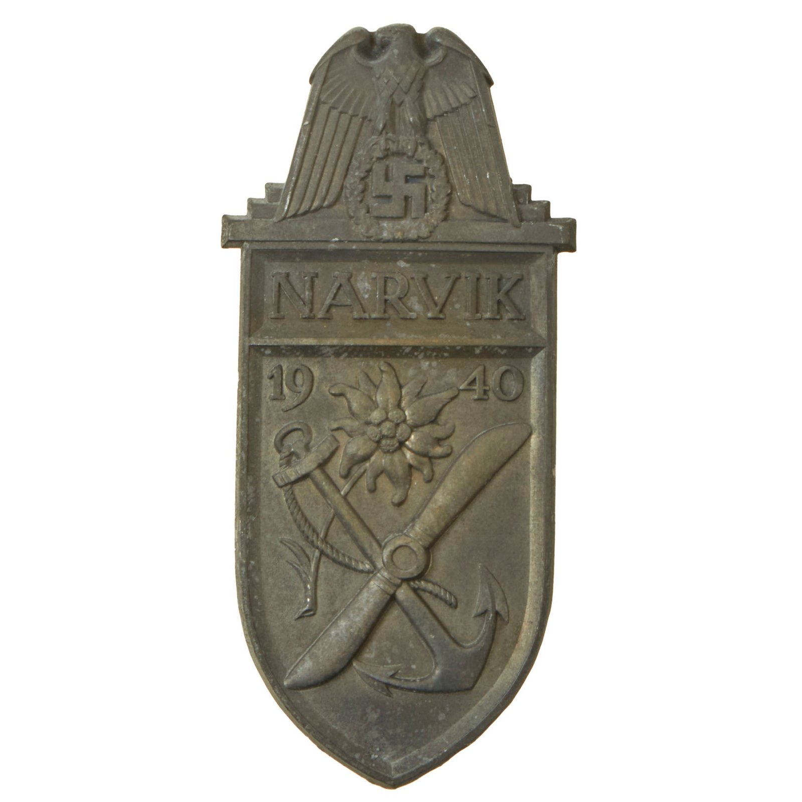Buy Original German WWII Heer and Luftwaffe Narvik Shield Award - Narvikschild - Uniform Removed | Original Firearms Antique For Sale