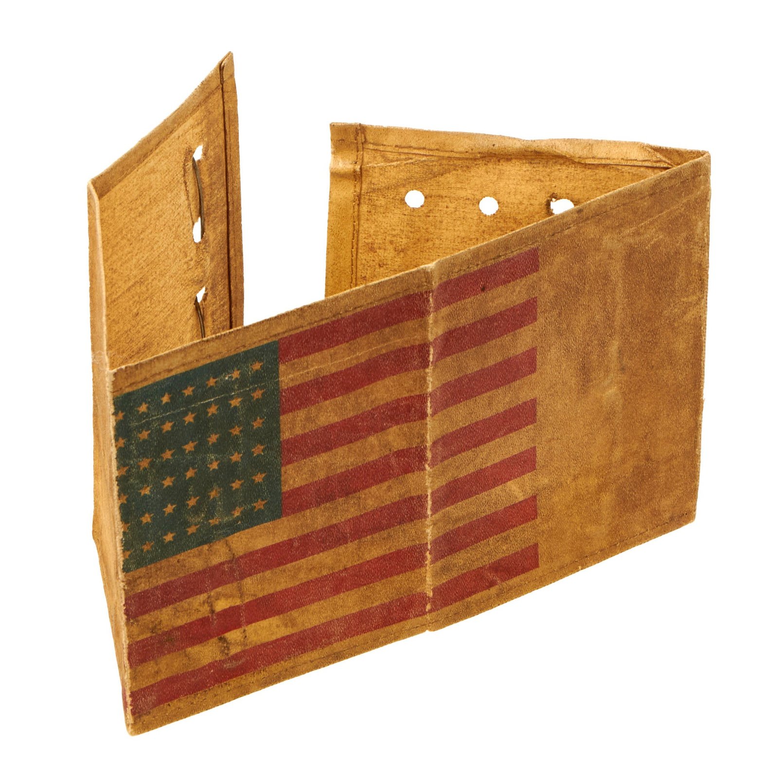 Buy Original U.S. WWII Service Worn Paratrooper D-Day Invasion American Flag Oilcloth Armband with Safety Pins | Original Firearms Antique For Sale
