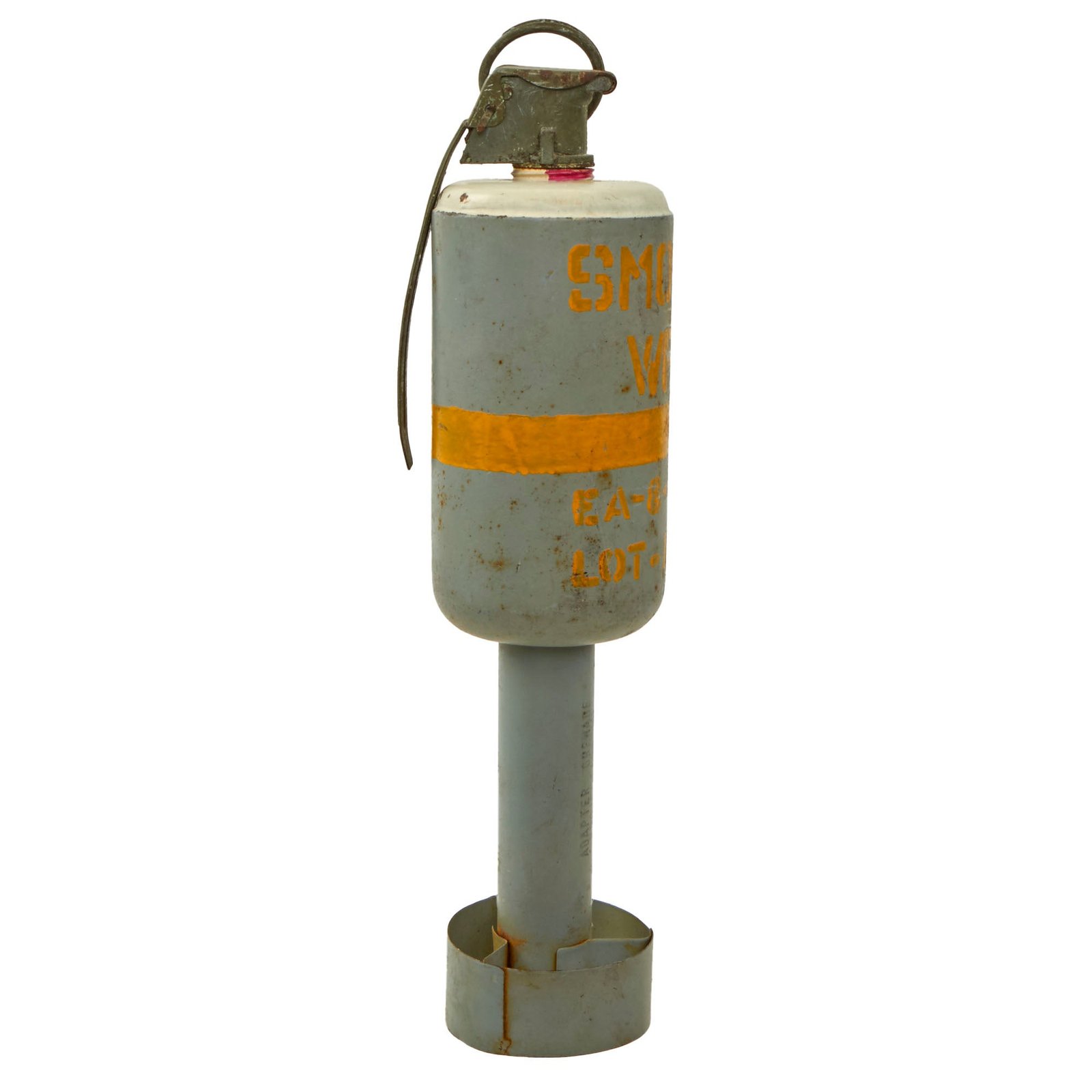 Original U.S M15 White Phosphorous Inert Smoke Grenade with M1 Projection Grenade Adapter - Willie Pete