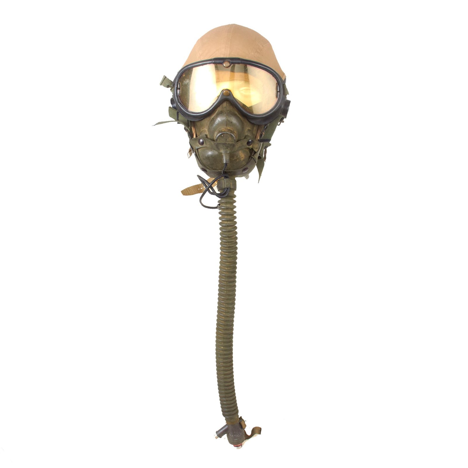 Buy Original U.S. WWII Army Air Forces Aviator Flight Helmet Set - Polaroid B-8 Goggles, A-14-B Mask, & AN-H-15 Helmet | Original Firearms Antique For Sale