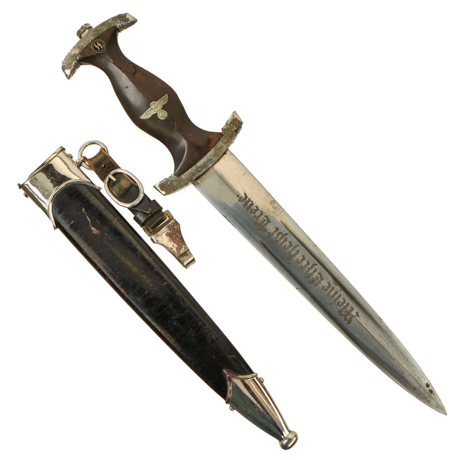 Buy Original German WWII Model 1933 SS Dagger by Lauterjung & Sohn Puma-Werk with Scabbard & Hanger - RZM 1052 / 38 ᛋᛋ | Original Firearms Antique For Sale