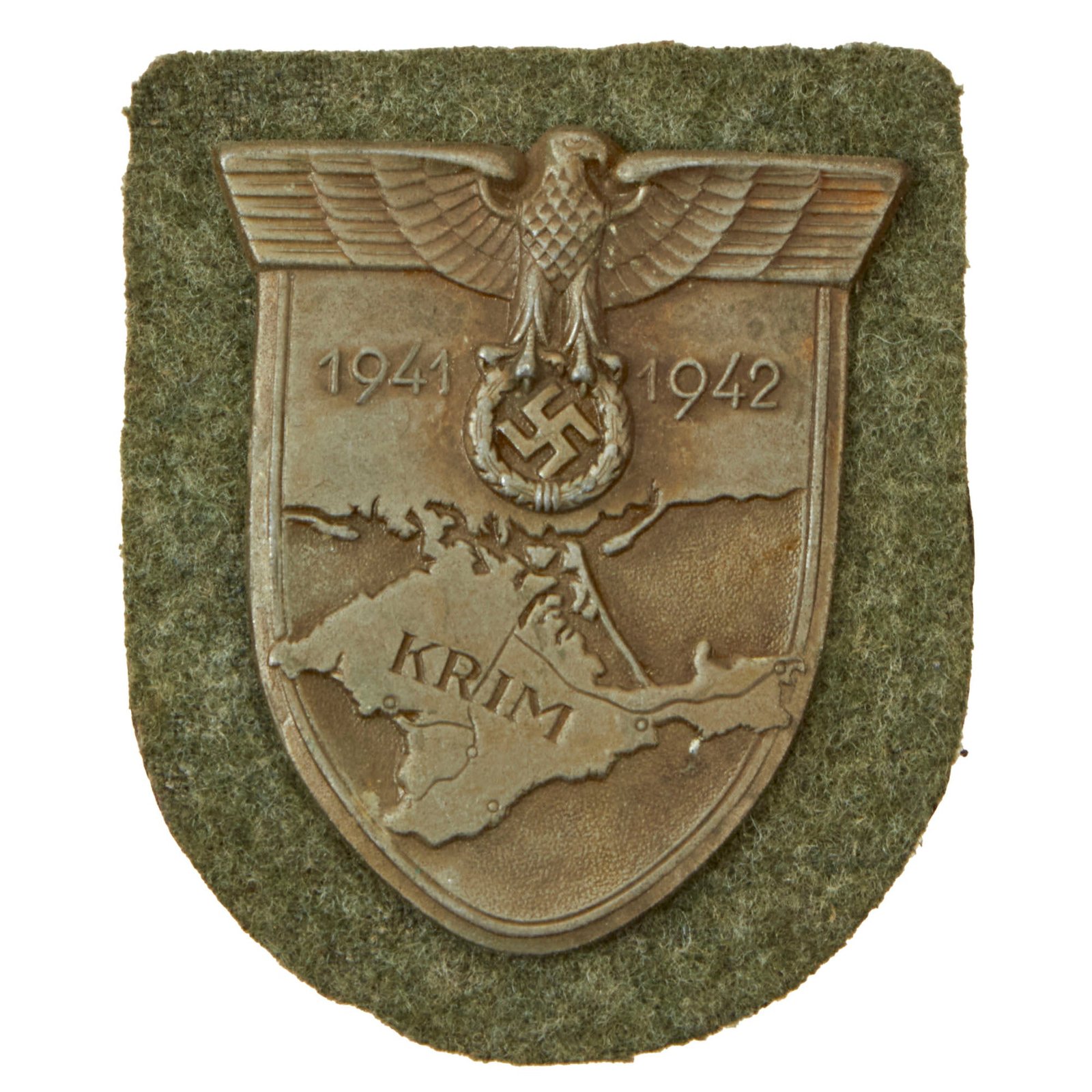 Buy Original German WWII Heer Army Crimea Krim Shield Decoration with Fabric & Paper Backing - Krimschild | Original Firearms Antique For Sale