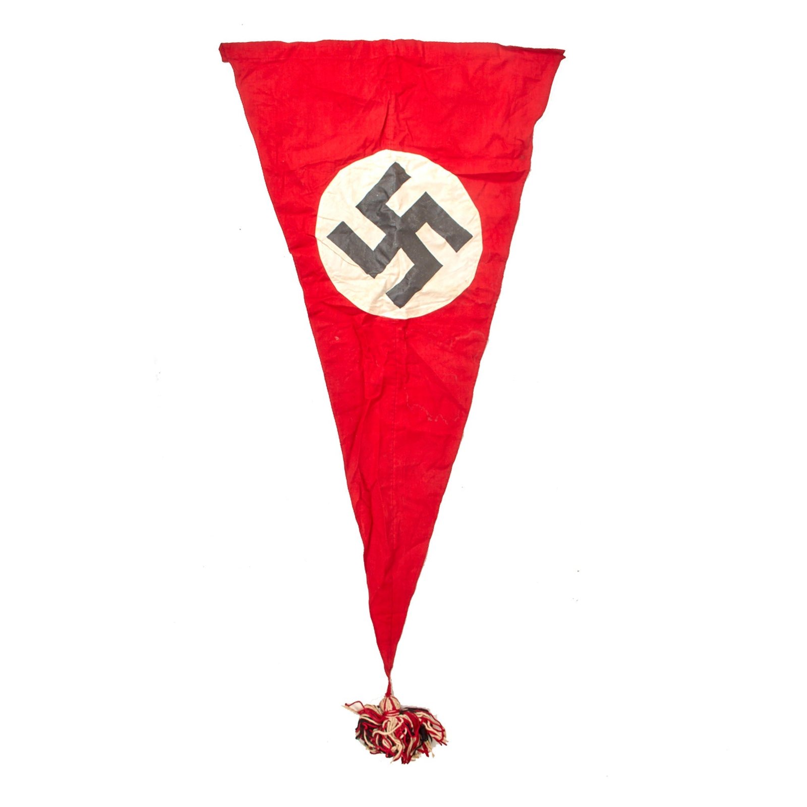 Original German WWII NSDAP Political National Pennant Flag with Tri-Color End Weight Tassel - 20 1/2" x 37"