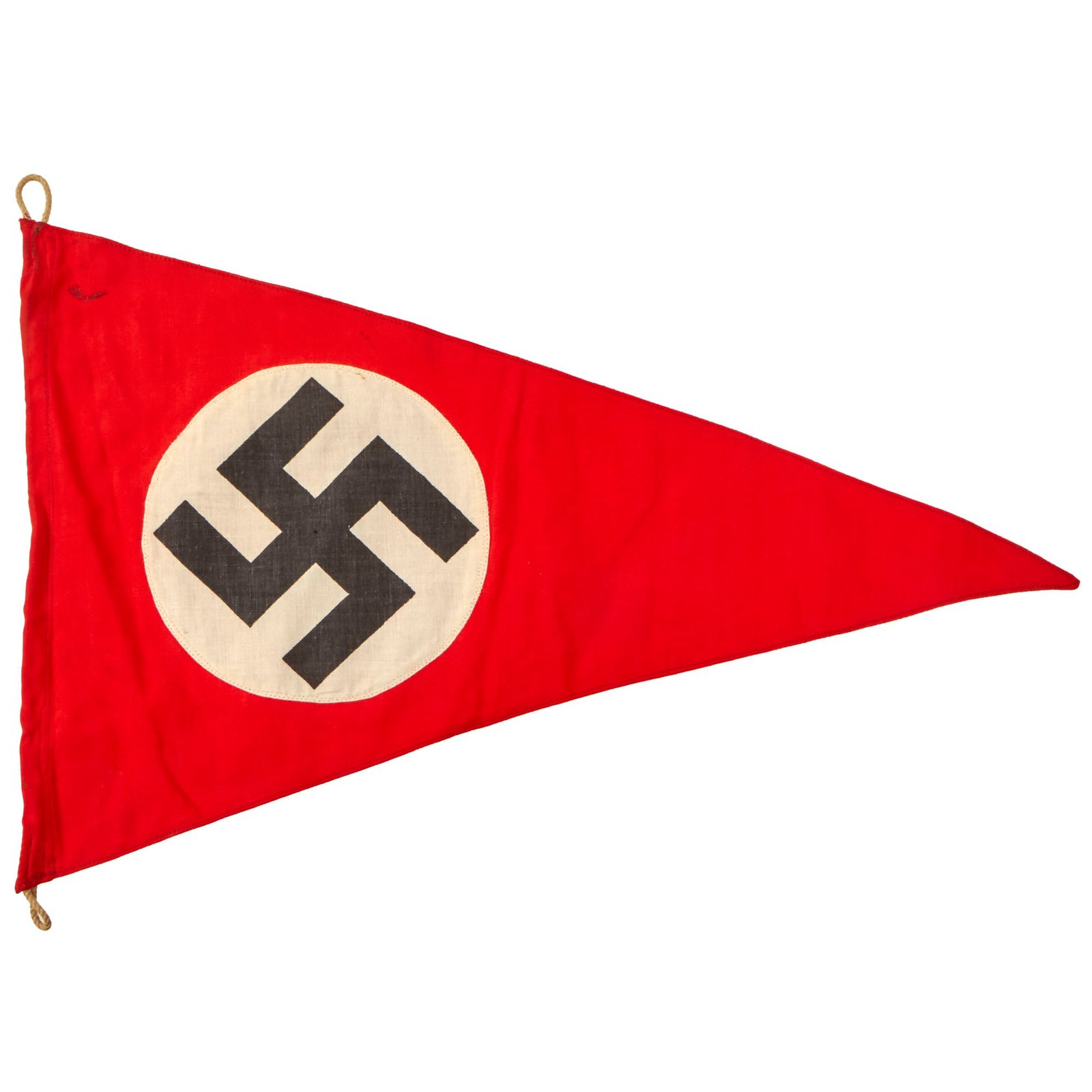 Buy Original German WWII NSDAP Political National Pennant Flag with Arbeitsamt Depot Stamp and RZM Tag - 11 1/4" x 18" | Original Firearms Antique For Sale