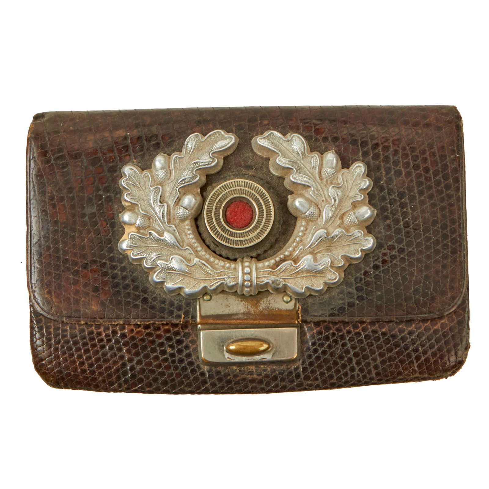 Buy Original German WWII Souvenir Reptile Skin Wallet with Attached Visor Cap Wreath and Cockade Insignia | Original Firearms Antique For Sale