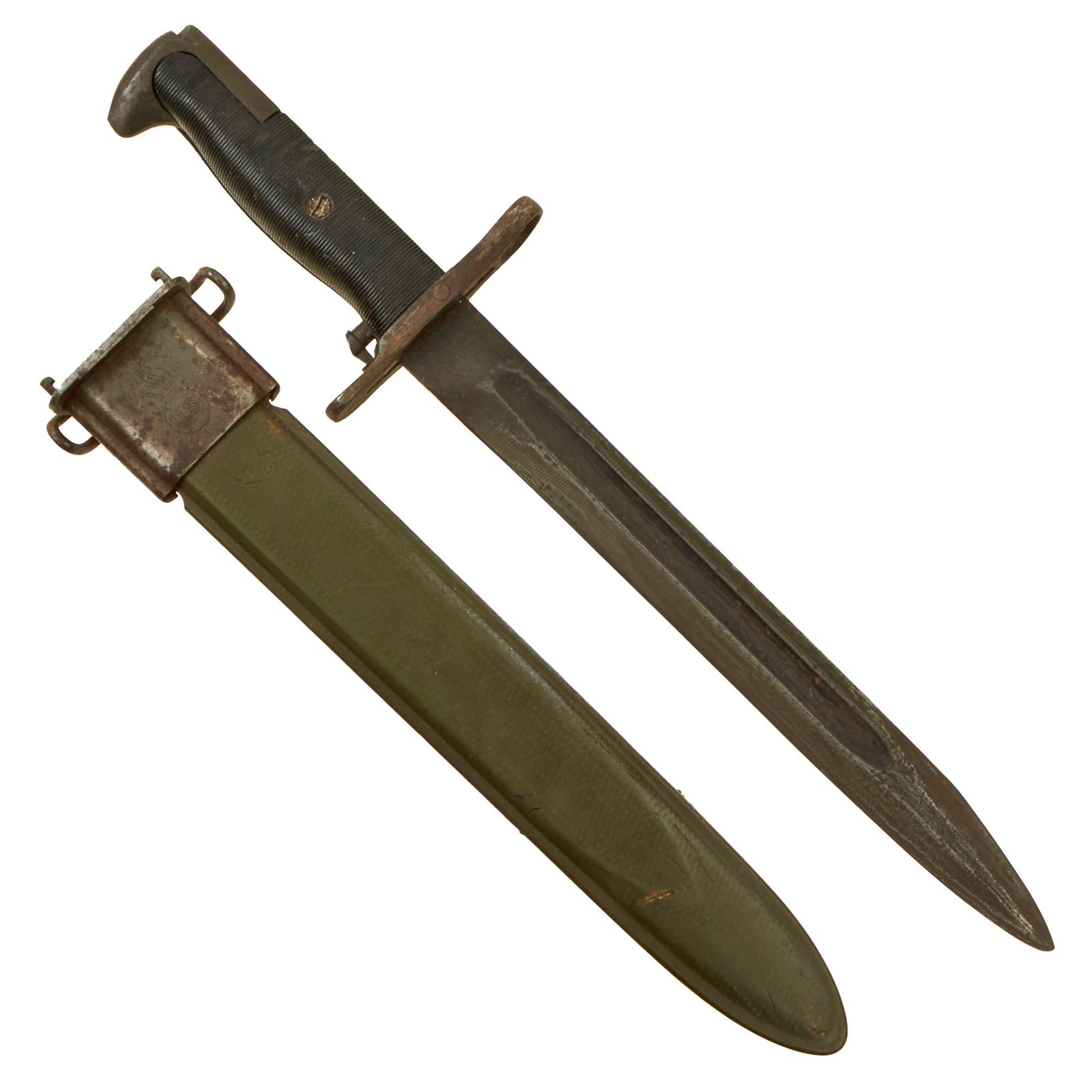 Buy Original U.S. WWII M1 Garand 10 inch Bayonet by Oneida Limited with M7 Scabbard - Dated 1943 | Original Firearms Antique For Sale