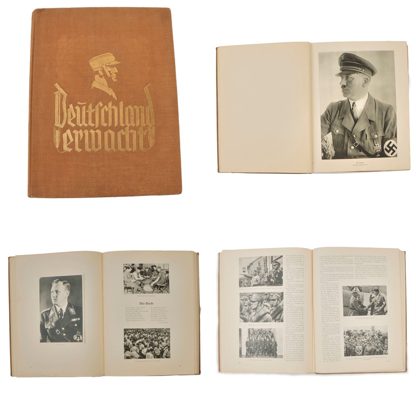 Original German WWII "Deutschland erwacht" NSDAP Cigarette Card Album with Replaced Röhm Picture and Intact Foldout Picture