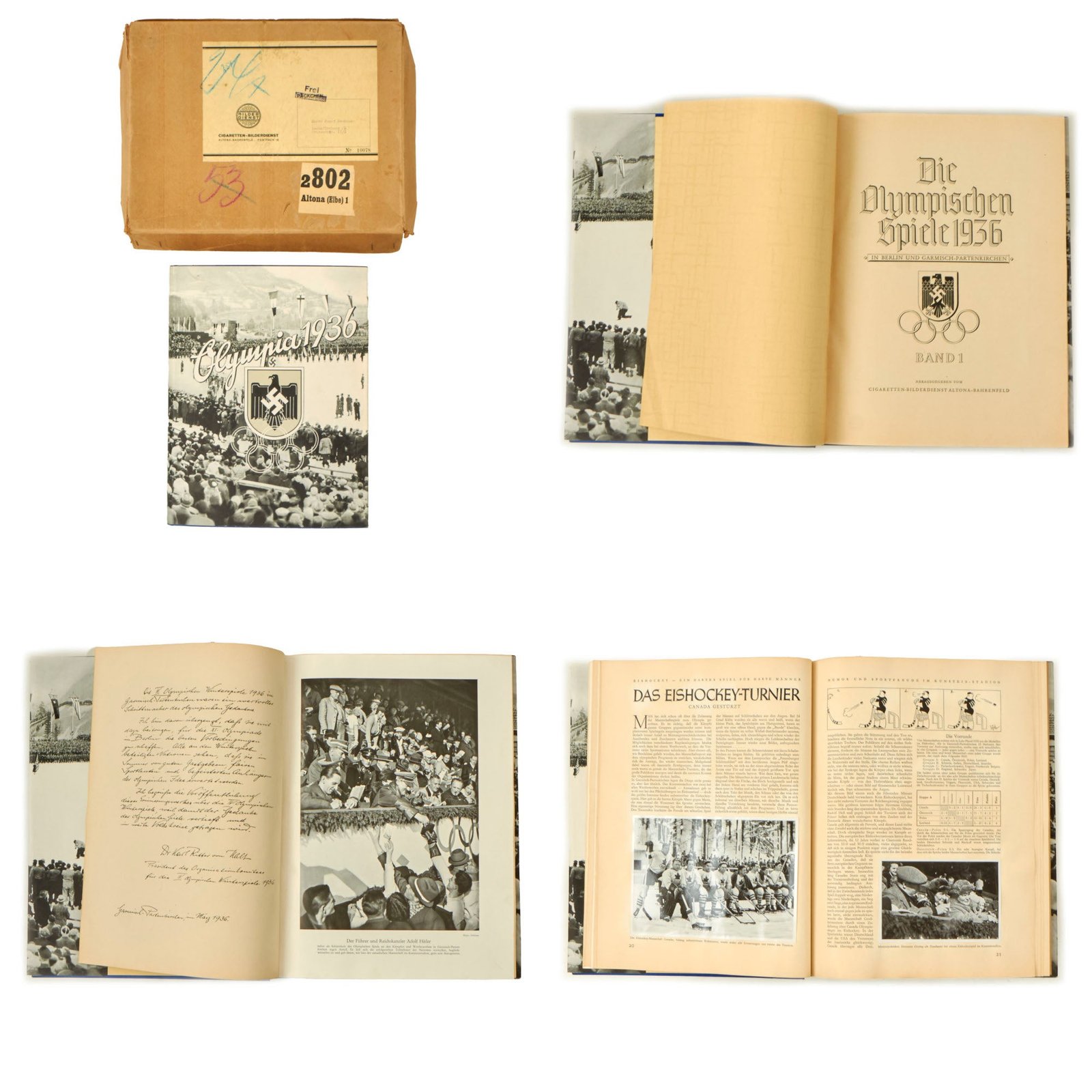 Buy Original German Pre WWII 1936 Winter Olympics Volume 1 Cigarette Card Album in Original Box - All Cards Present | Original Firearms Antique For Sale