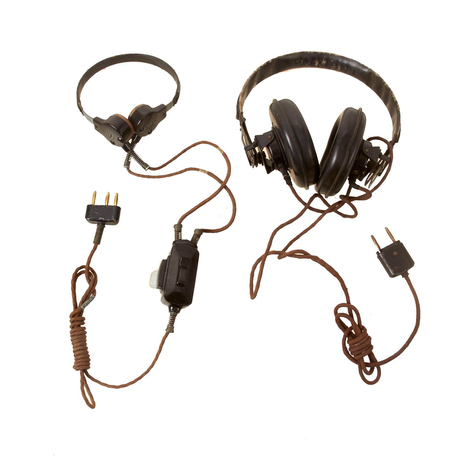 Buy Original German WWII Panzer Armored Vehicle Model B Headset with Throat Mic | Original Firearms Antique For Sale