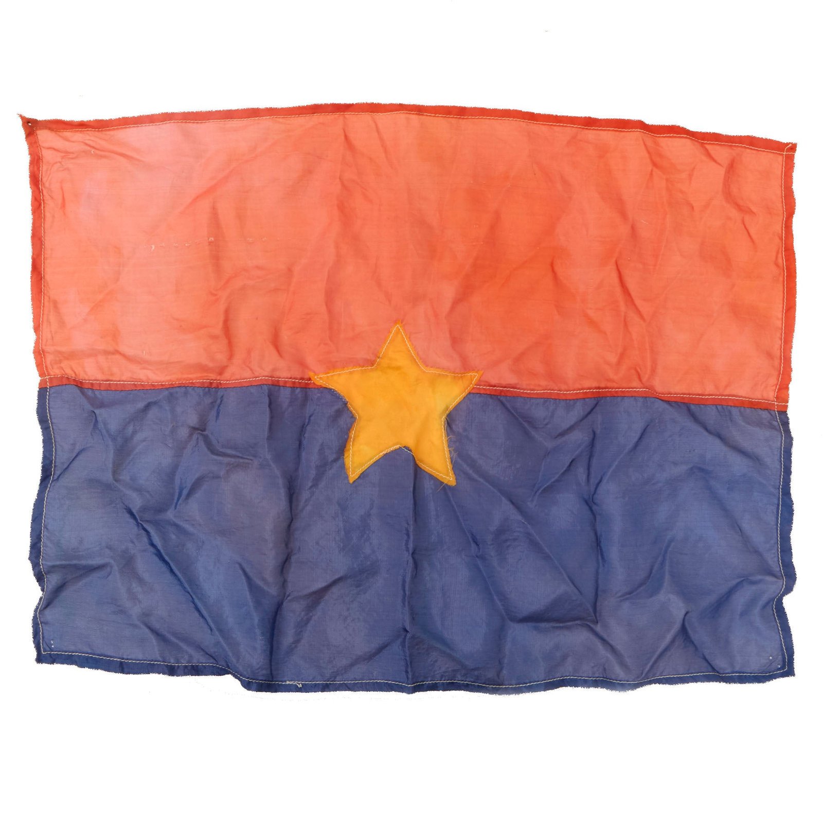Buy Original Vietnam War North Vietnamese Army Small Multi-Piece Silk Viet Cong Flag - 13½ x 19” | Original Firearms Antique For Sale