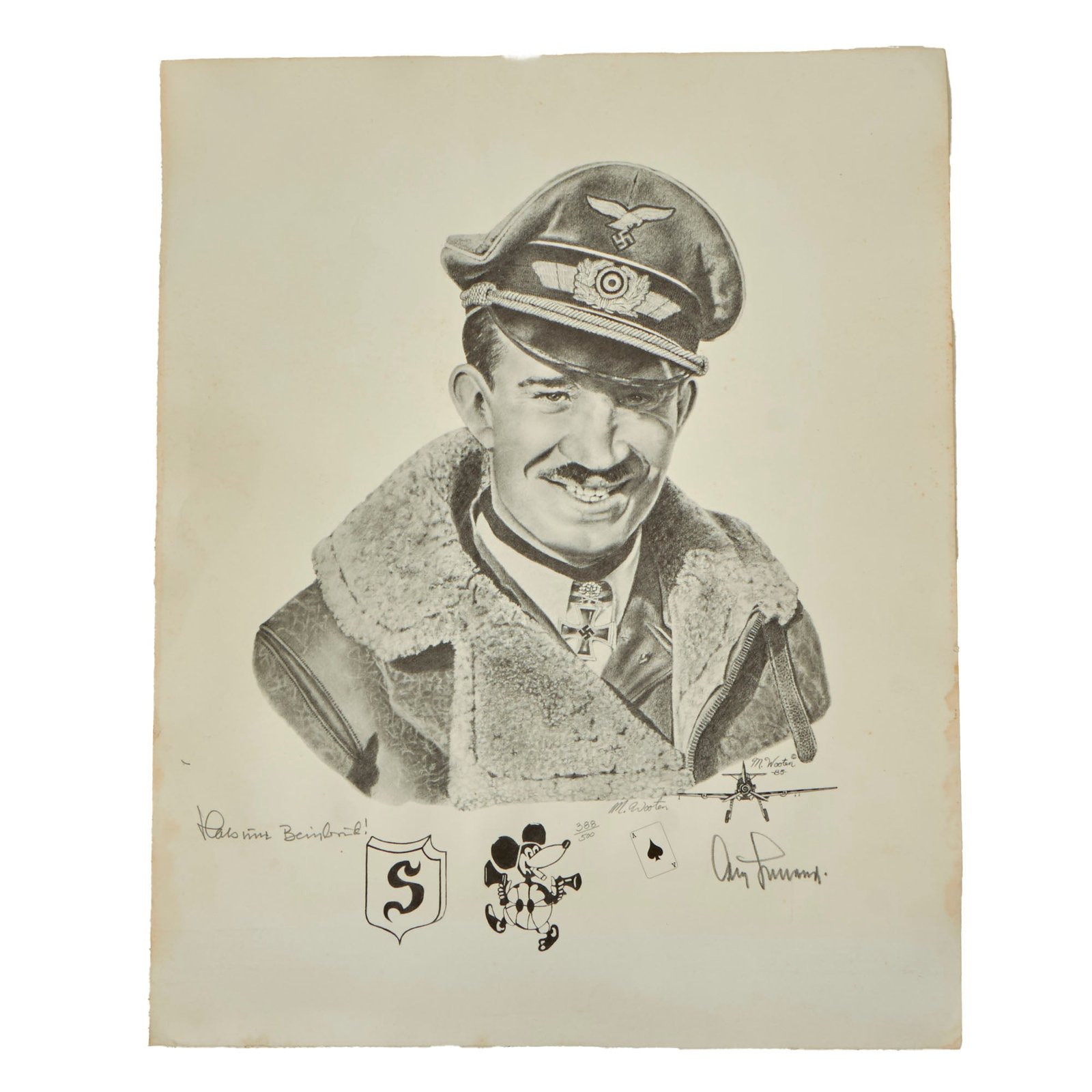 Buy Original U.S. WWII Adolf Galland Print Signed by Author & Pilot - 16 x 20” - 388/500 | Original Firearms Antique For Sale