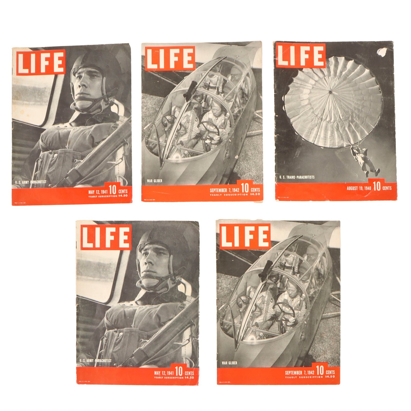 Original U.S. WWII Airborne Paratrooper Life Magazine Lot - Lot of Five