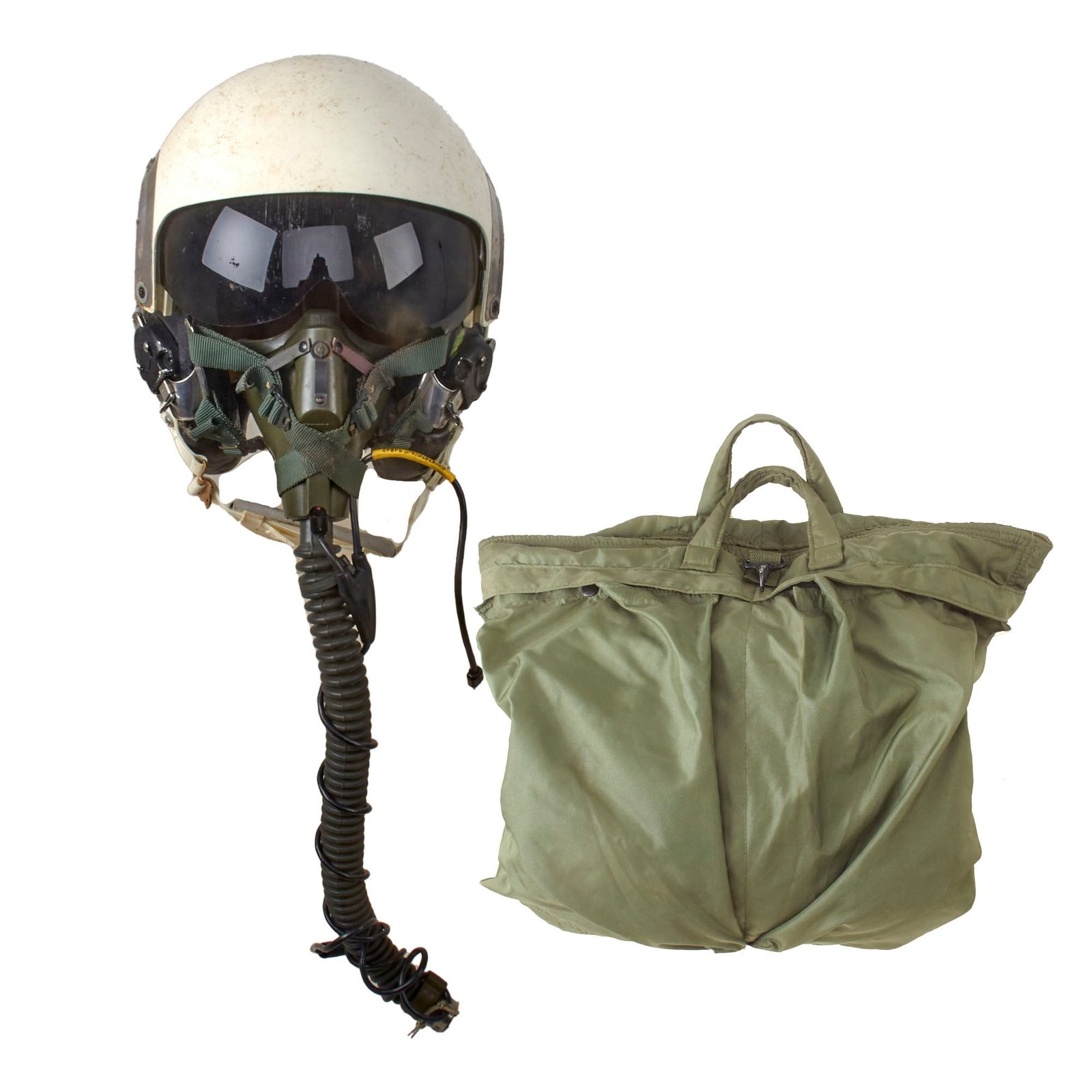 Buy Original U.S. Vietnam War Era Camouflage HGU-26/P Flight Helmet with Oxygen Mask and Helmet Bag | Original Firearms Antique For Sale