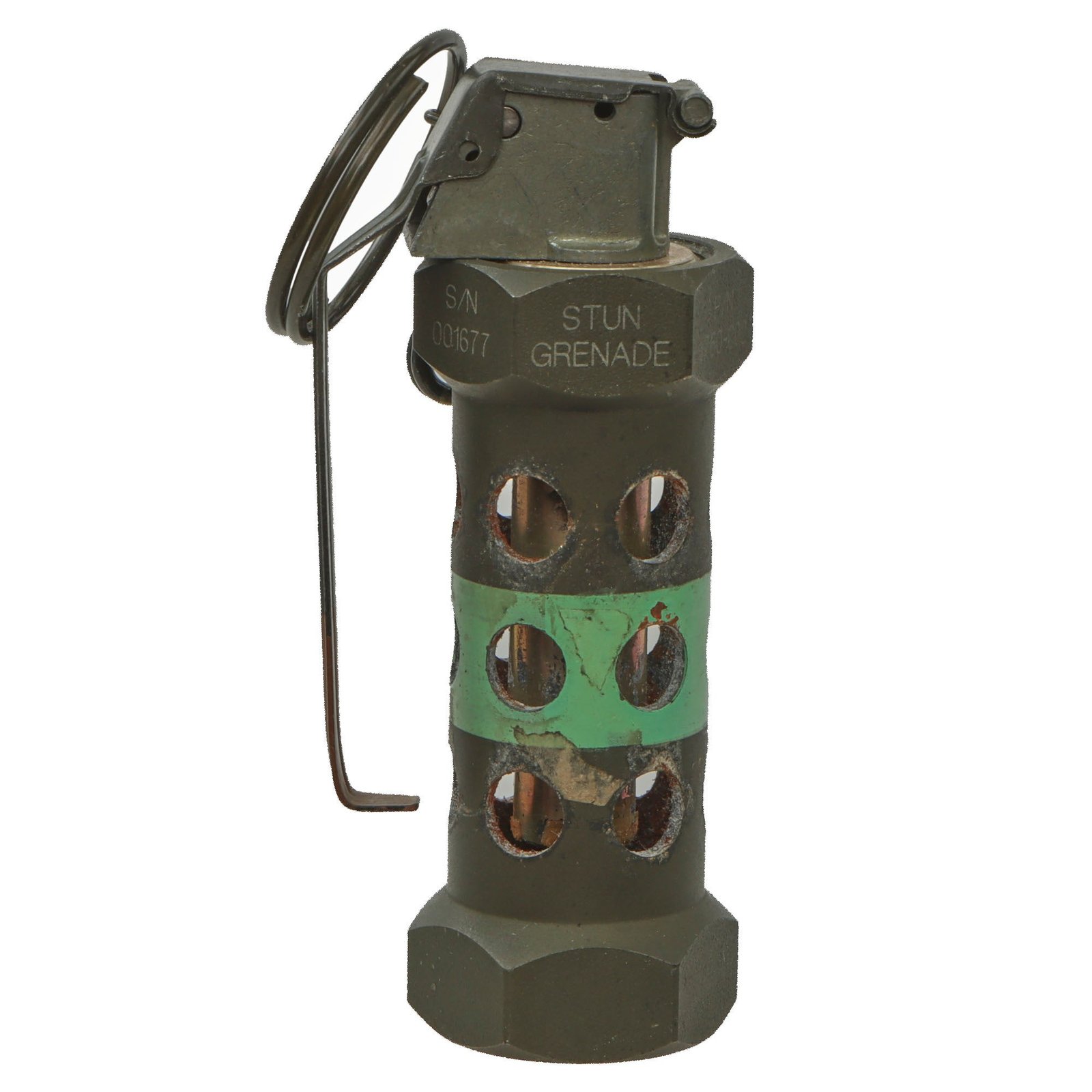 Original U.S. Modern Inert M84 Stun Grenade with Both Primary & Secondary Pull Rings