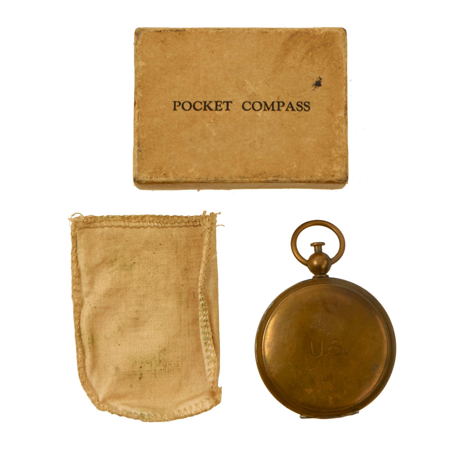 Original U.S. WWII Pocket Compass in Original Box & Sleeve by Wittnauer