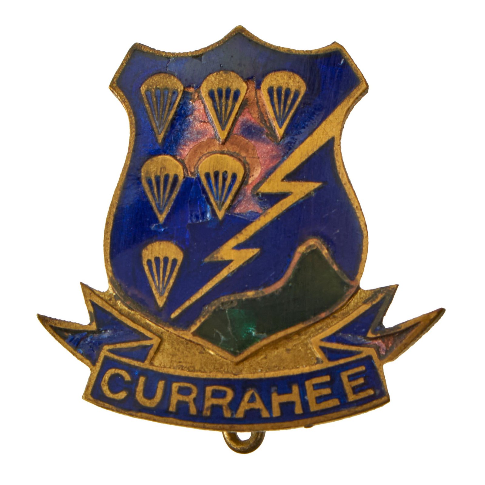 Original U.S. WWII 506th Parachute Infantry Regiment “Currahee” Enamel DI Insignia - 101st Airborne Division