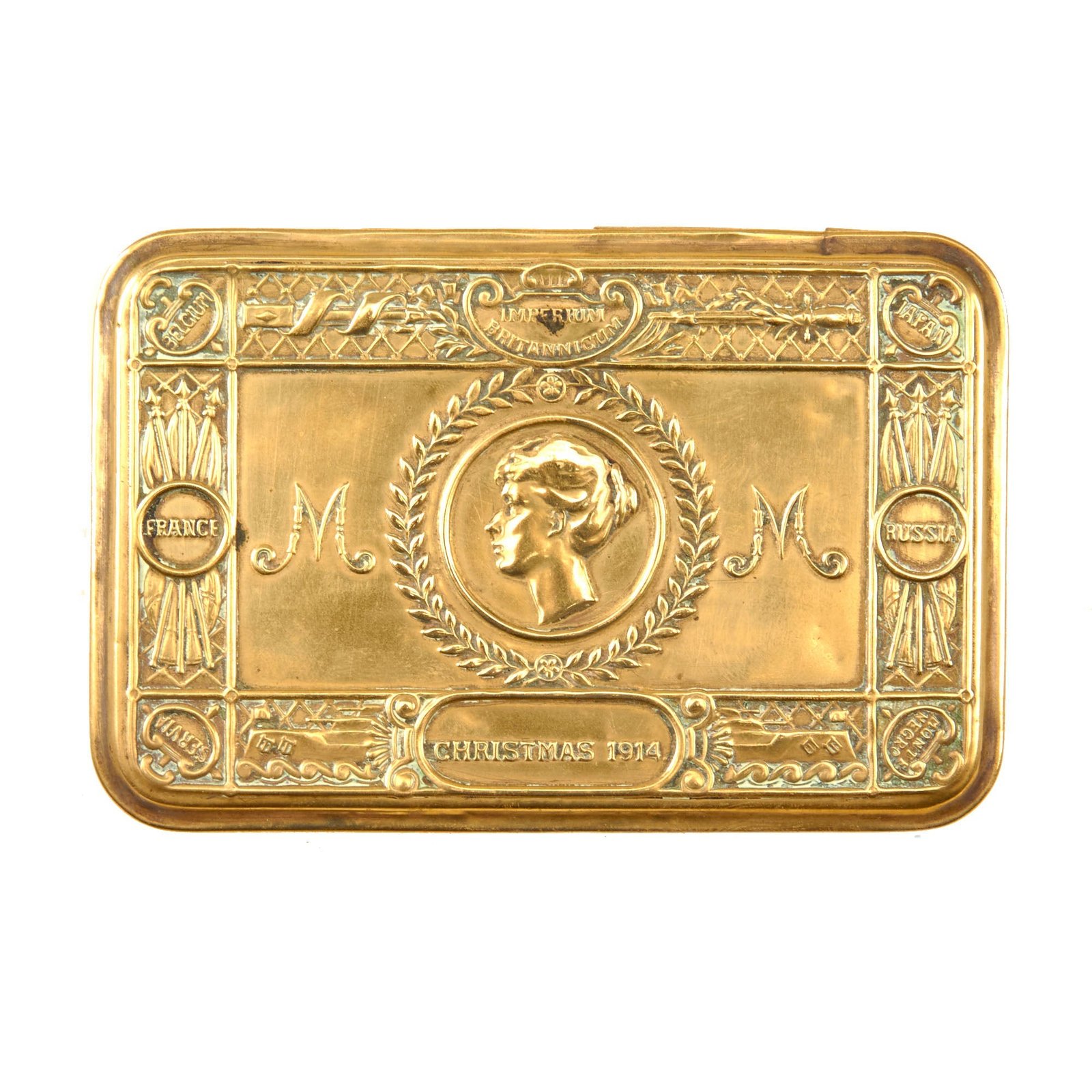 Original British WWI Princess Mary 1914 Empty Christmas Gift Box Tin