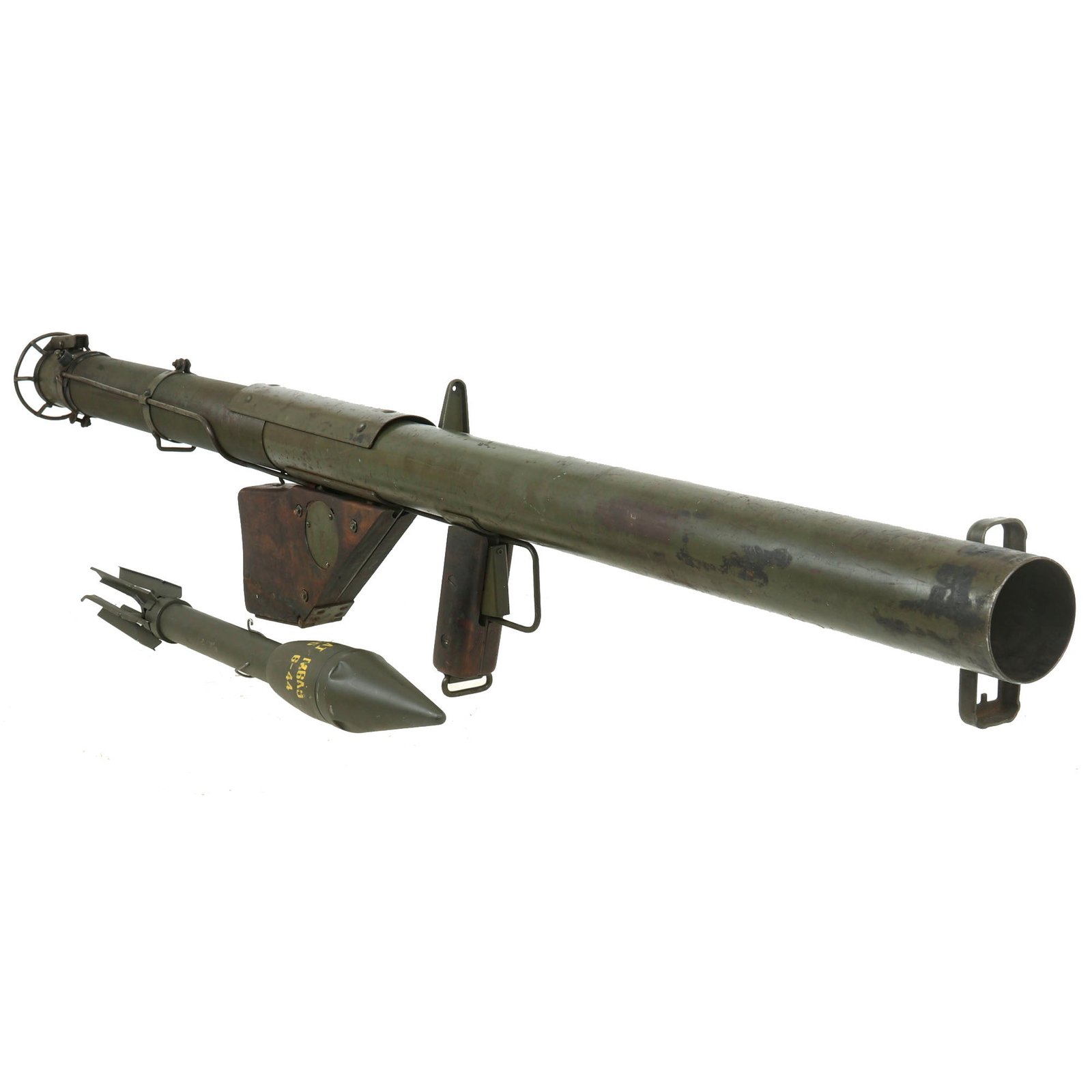 Buy Original U.S. WWII 1943 M1A1 Bazooka 2.36 inch Anti-Tank Rocket Launcher Serial 153877 with M6A3 HEAT Rocket - Inert | Original Firearms Antique For Sale