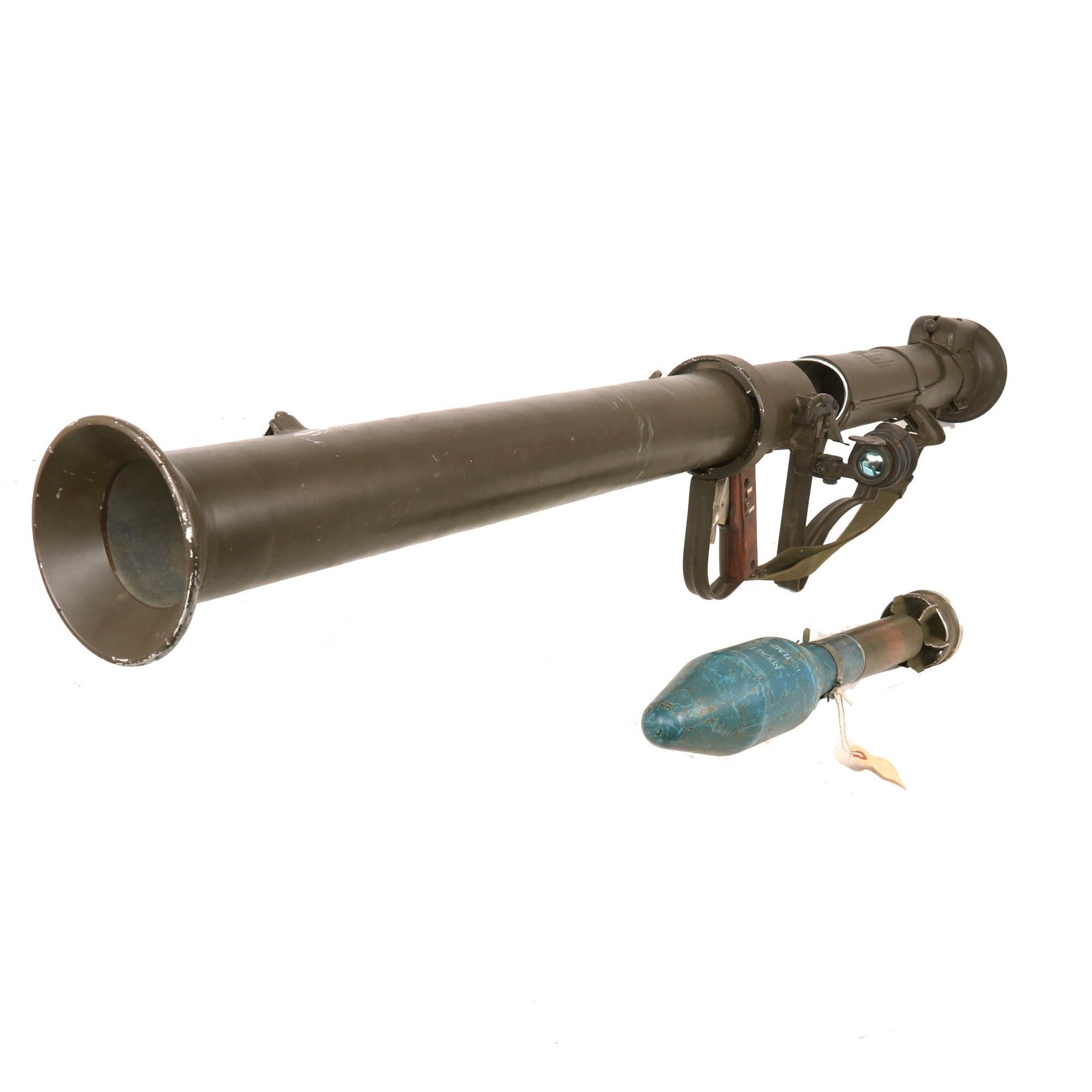Buy Original U.S. Deactivated M20 A1 B1 3.5 Inch Super Bazooka Rocket Launcher by Birtman Elec. Co. with Inert Practice Rocket and Sling | Original Firearms Antique For Sale