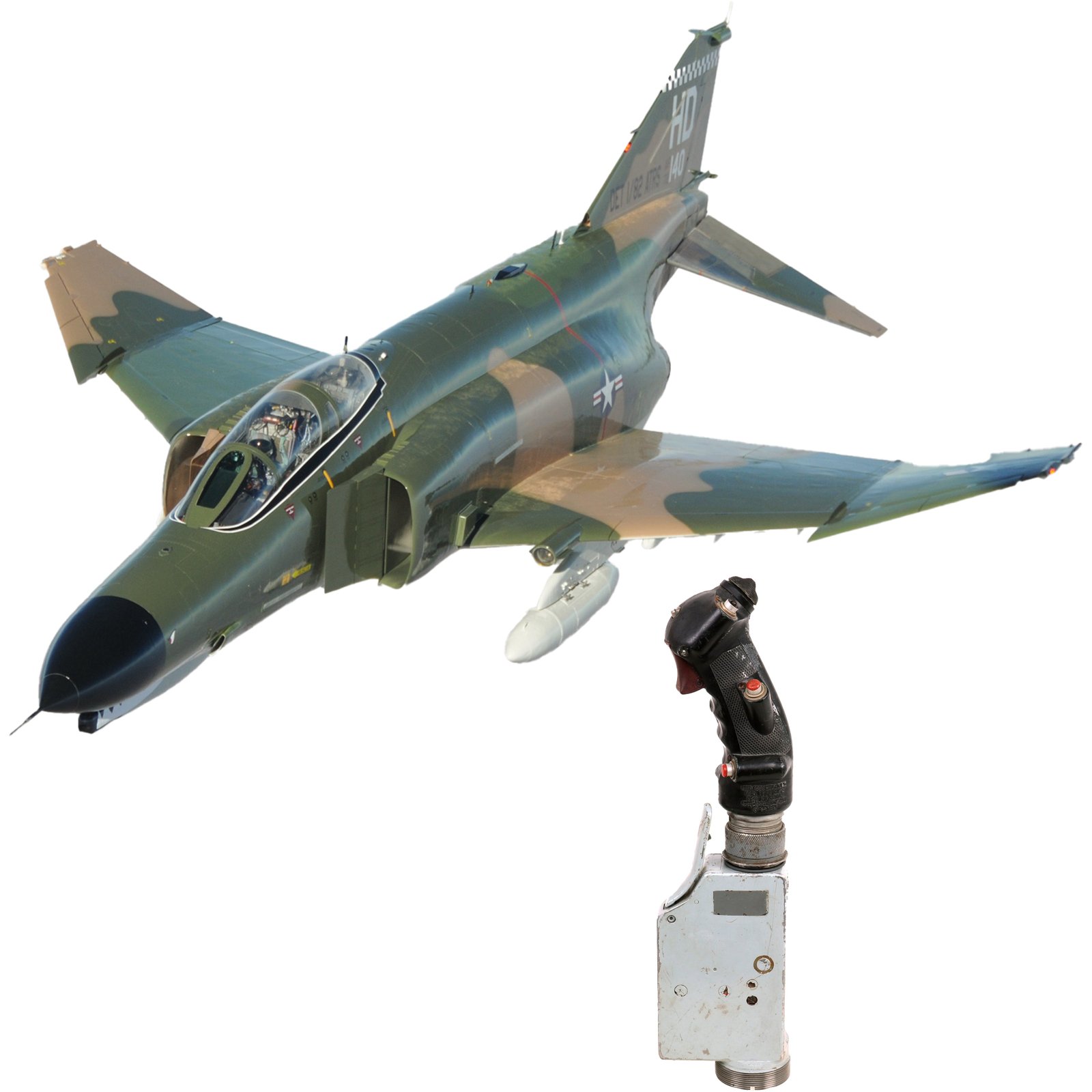 Buy Original U.S. Vietnam War McDonnell Douglas F-4 Phantom II Control Stick Grip Assembly with Scarce Transducer Box | Original Firearms Antique For Sale