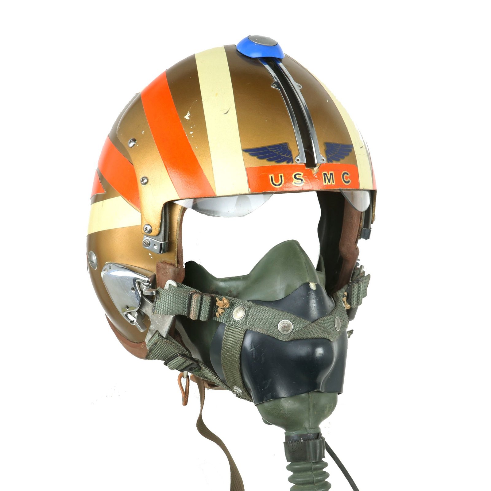Buy Original U.S. Vietnam War Era USMC APH-5 Flight Helmet with Oxygen Mask & Adjustable Visor | Original Firearms Antique For Sale