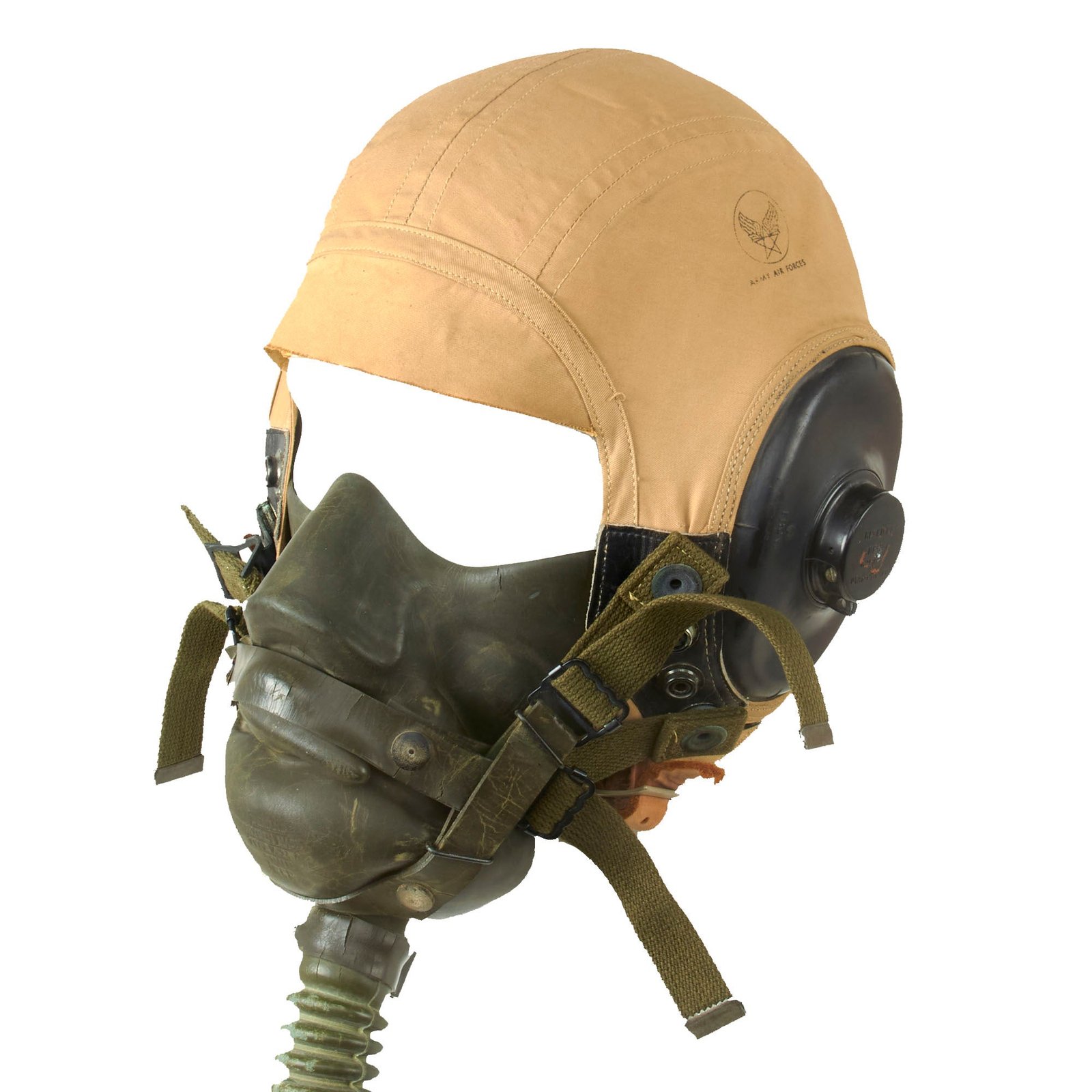 Buy Original U.S. WWII Army Air Force Aviator Flight Helmet Set with A-14-A Mask & AN-H-15 Helmet | Original Firearms Antique For Sale