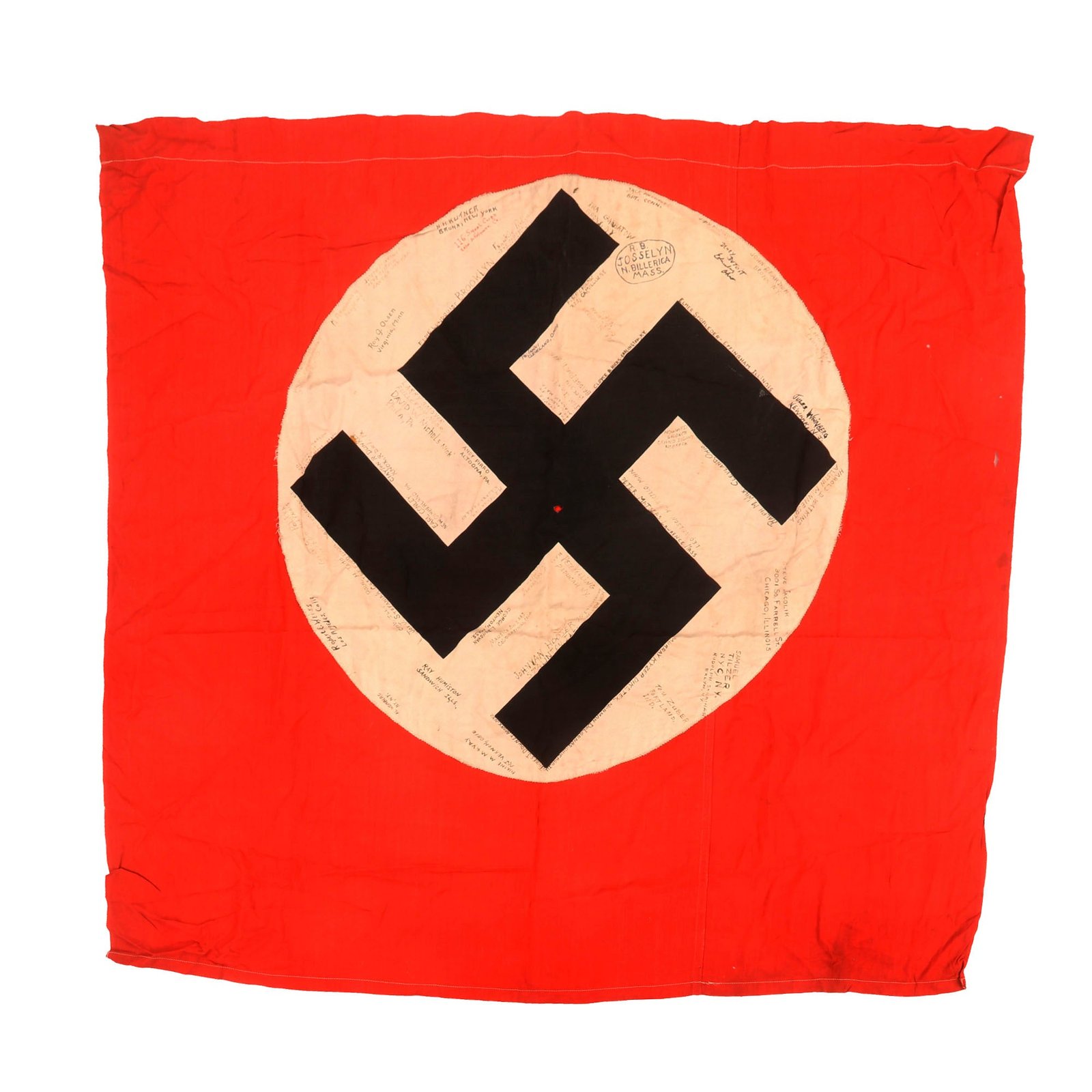Buy Original German WWII USGI Captured & Signed Flag with 52 Signatures - 116th Signal Radio Intelligence Company - 40 x 44” | Original Firearms Antique For Sale
