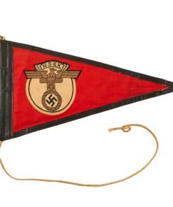 Buy Original German WWII NSKK Vehicle Staff Car Pennant Flag with Faux Leather Trim - 6 ⅝" x 12" | Original Firearms Antique For Sale