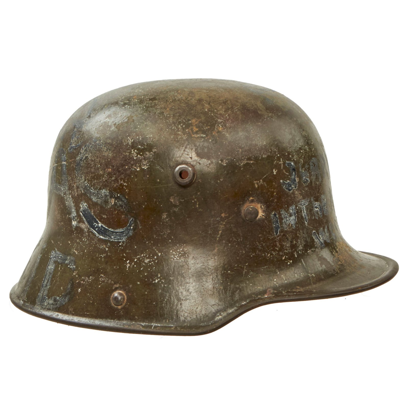 Buy Original Imperial German WWI Trench Art M16 Stahlhelm Helmet Shell with M1917 Liner Band & Reproduction Liner - Marked Si 66 | Original Firearms Antique For Sale