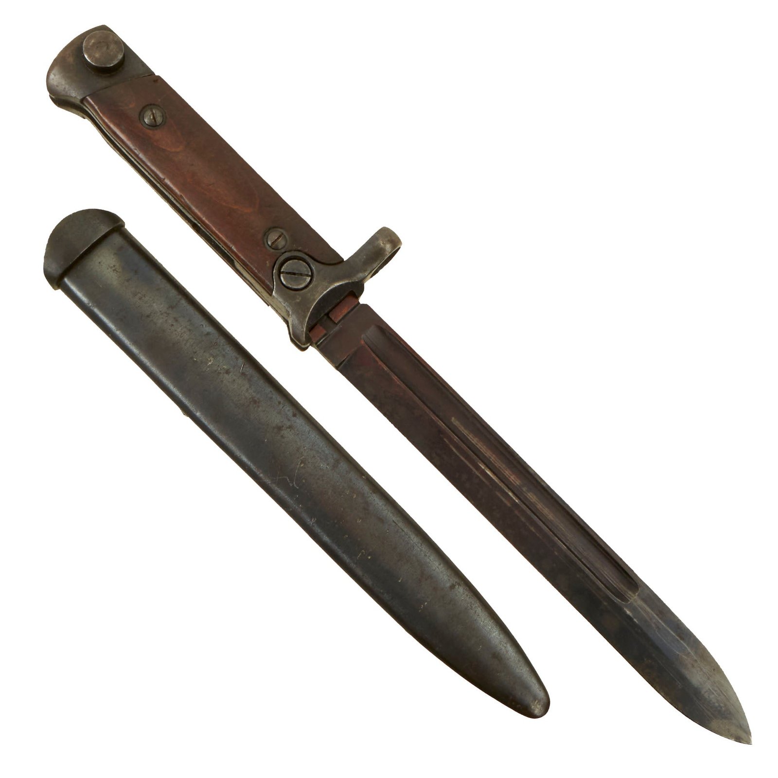 Buy Original Italian WWII M1938 Mannlicher Carcano Short Rifle Folding Bayonet with Scabbard | Original Firearms Antique For Sale