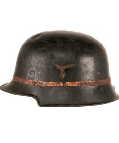 Buy Original German WWII M34 Square Dip Luftwaffe Fire Brigade Crash Crew Helmet with Double Decals | Original Firearms Antique For Sale
