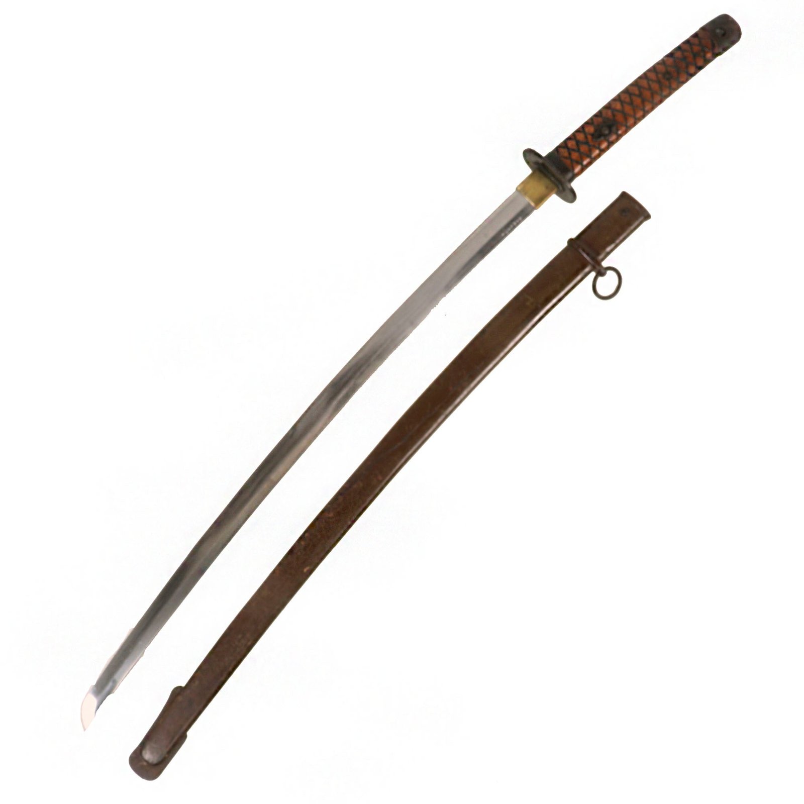 Buy Original Late WWII Japanese Army Type 95 Wood "Pineapple" Handle NCO Katana with Matching Scabbard No. 203386 | Original Firearms Antique For Sale