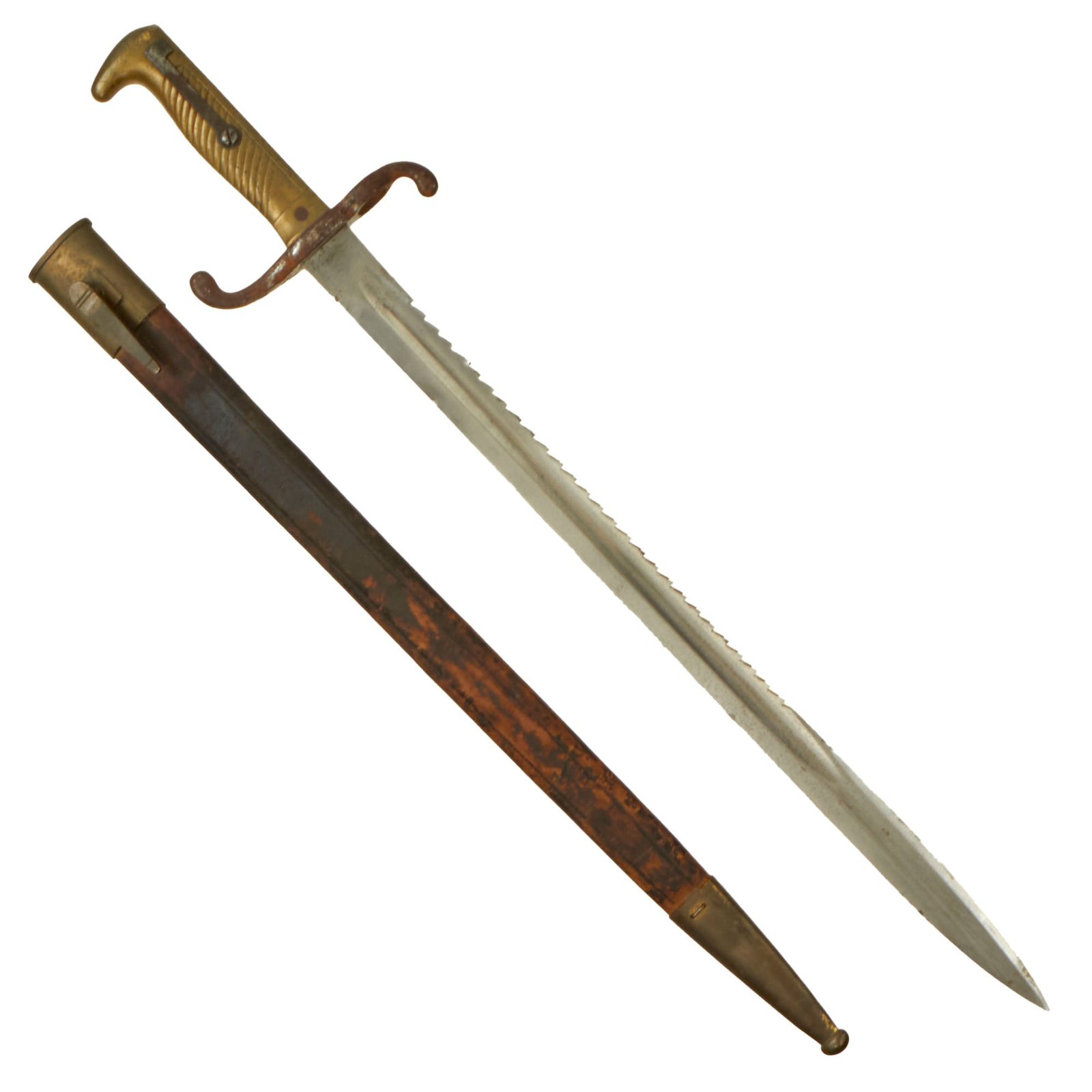 Buy Original German Mauser Model 1871 Sawback Rifle Bayonet by E. Wilhelm Suhl with Scabbard - Unit Marked - Dated 1874 - Rare | Original Firearms Antique For Sale