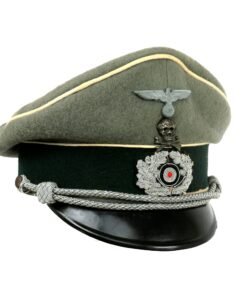 Buy Original German WWII 17th Infantry Regiment Officers Schirmmütze Visor Crush Cap by Peküro with Braunschweig Skull Hussar Traditions Badge | Original Firearms Antique For Sale