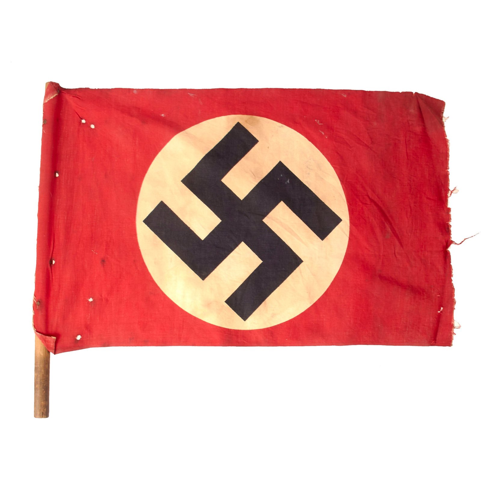 Original German WWII NSDAP Small National Political Flag on Pole - 14 1/2" x 22"