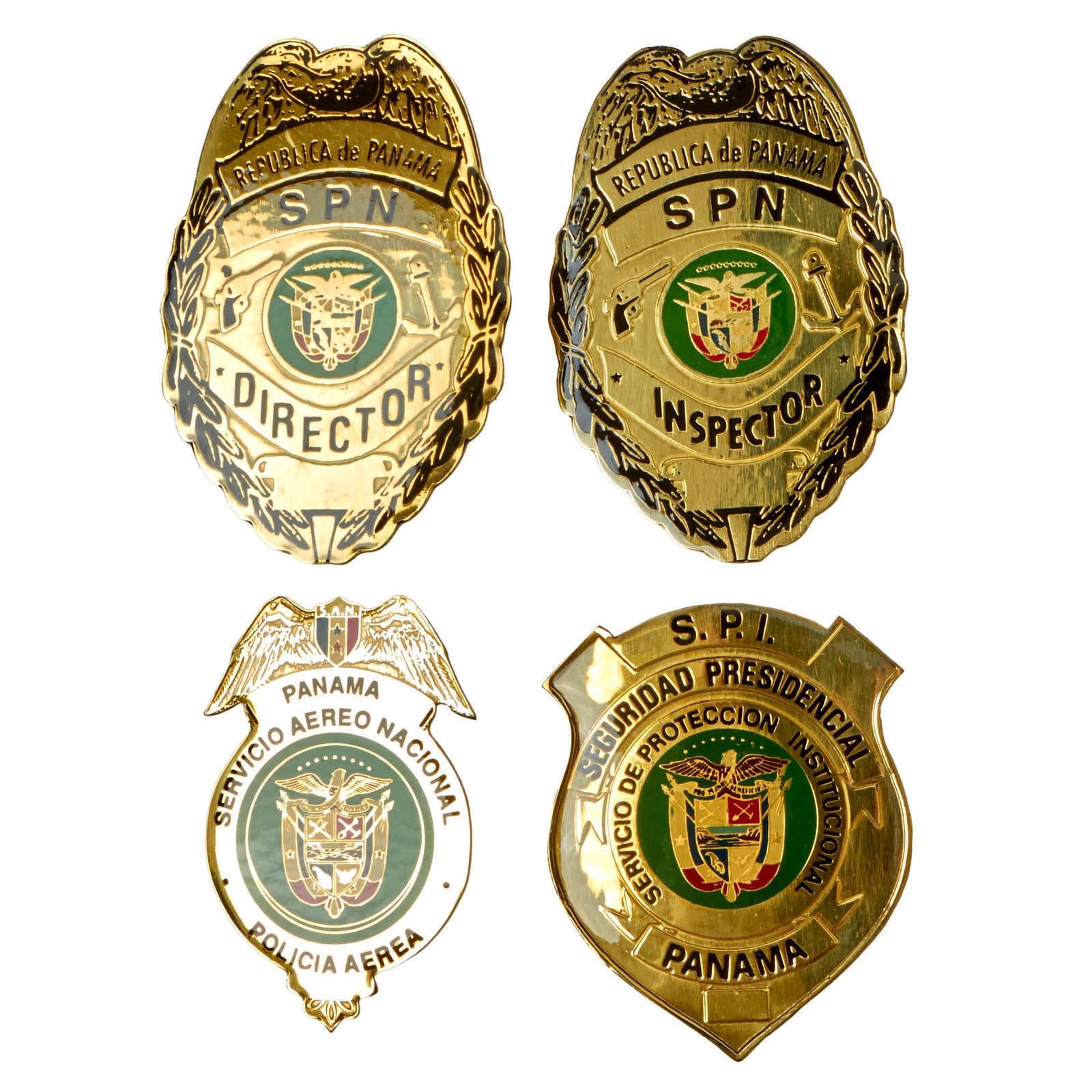 Buy Original Panamanian Operation Just Cause Era Police & Presidential Security Badges - Lot of Four | Original Firearms Antique For Sale