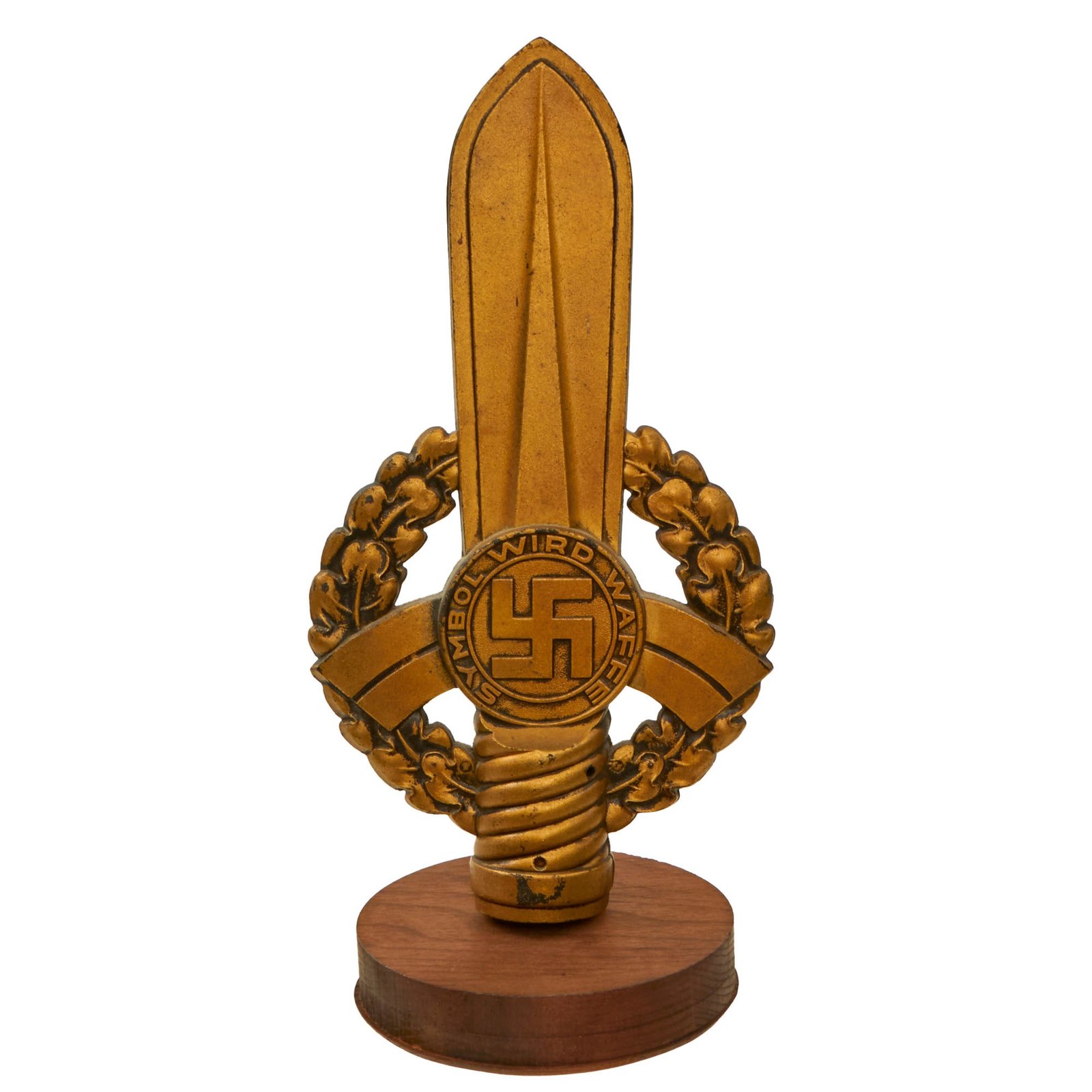 Buy Original German WWII National Socialist State Veteran's Association Bakelite Flag Pole Finial with Display Base - NSRKB | Original Firearms Antique For Sale