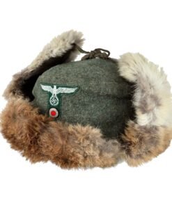 Buy Original German WWII Eastern Front Land Customs Rabbit Fur Pelzmütze Winter Hat - Size 61 | Original Firearms Antique For Sale
