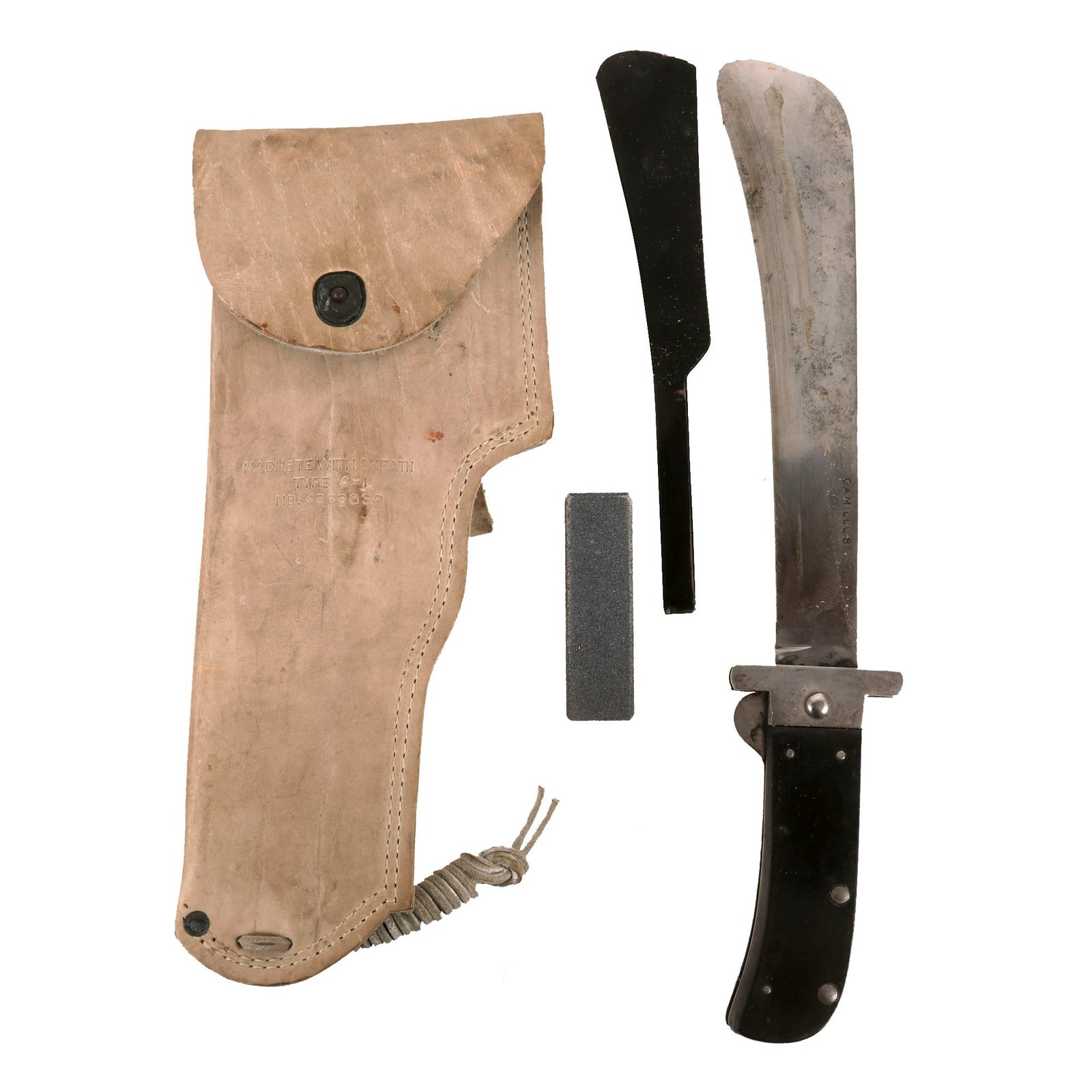 Buy Original U.S. WWII USAAF Camillus Airmen's Folding Survival Machete with Blade Guard, Scabbard & Whetstone | Original Firearms Antique For Sale