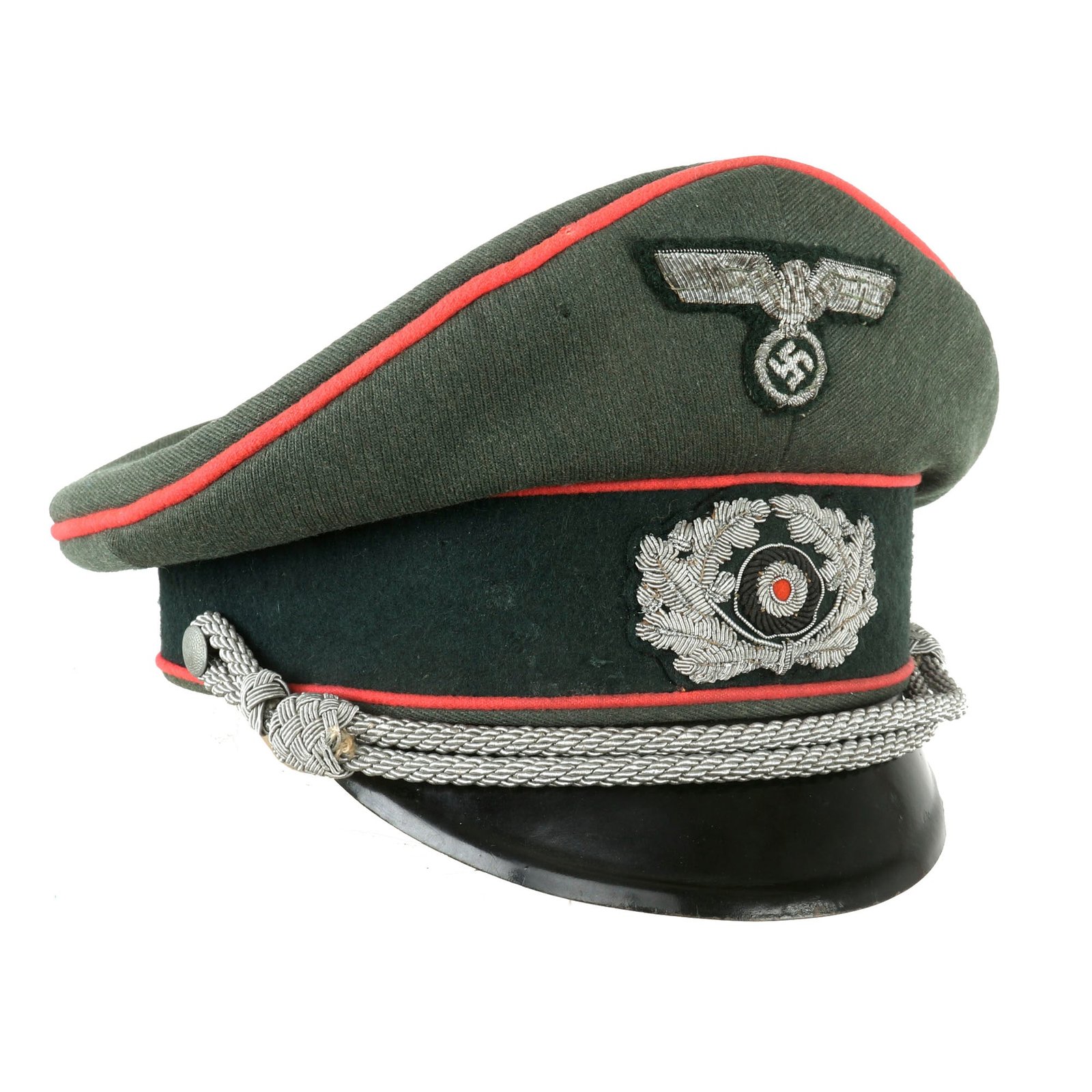 Buy Original German WWII Heer Panzer Armored Corps Officers Schirmmütze Visor Crush Cap with Embroidered Bullion Insignia | Original Firearms Antique For Sale