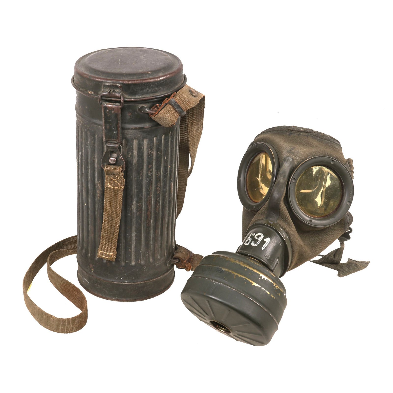 Buy Original German WWII M30 2nd Model Size 2 Gas Mask with Fe 41 Filter and Canister - Dated 1941 | Original Firearms Antique For Sale
