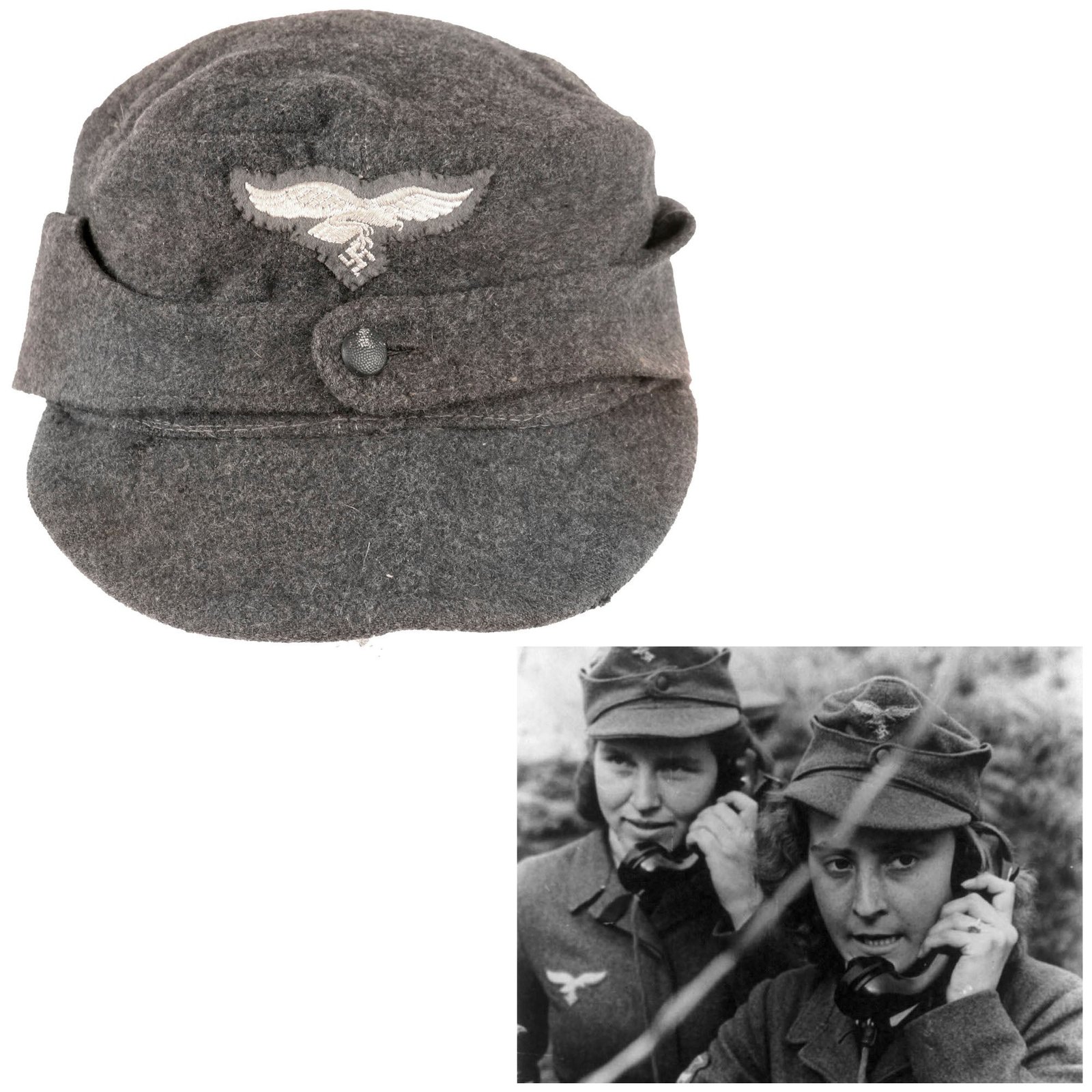 Buy Original German WWII Flakhelferin Female Flak Helper M43 Feldmütze Field Cap in Size 57cm - Dated 1944 | Original Firearms Antique For Sale