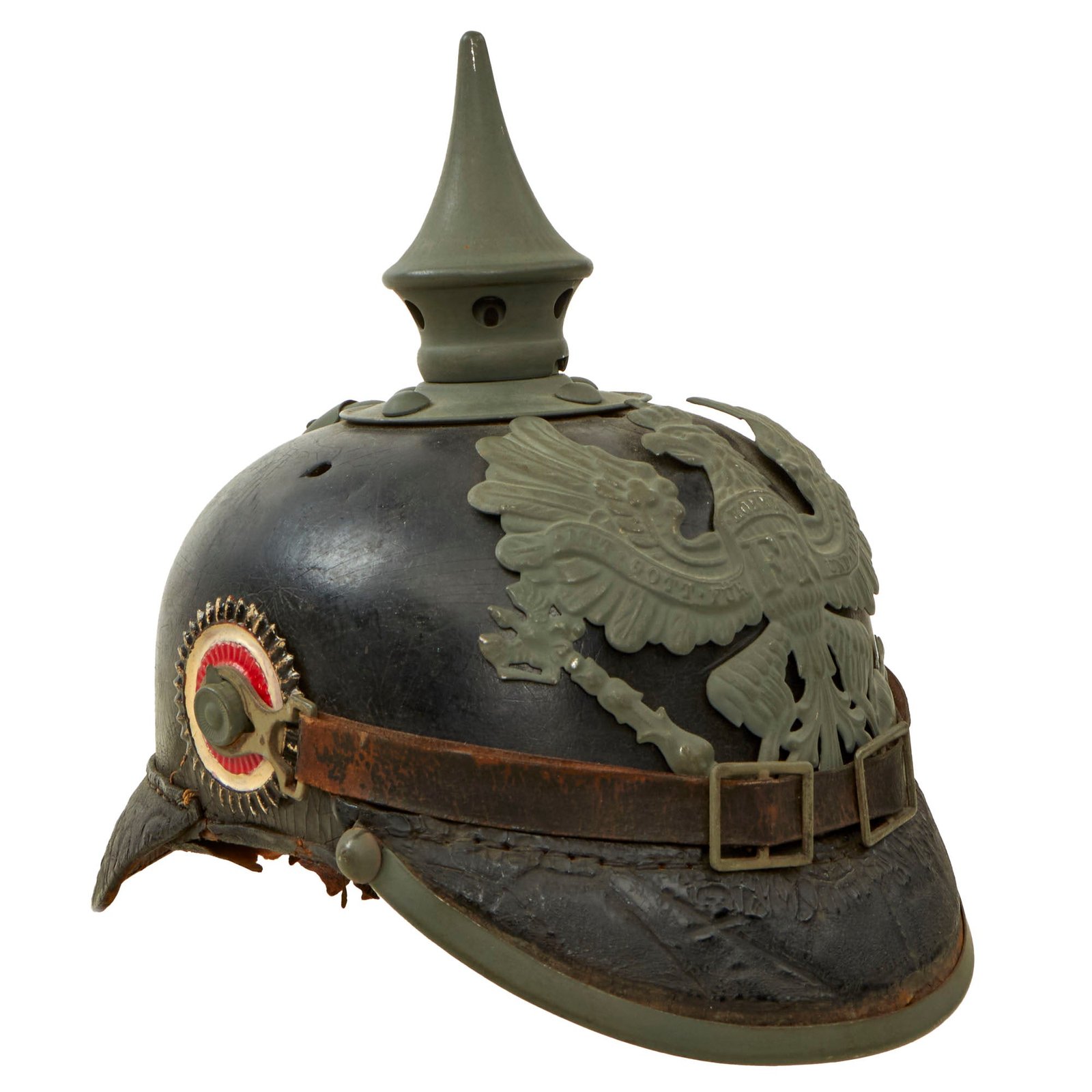 Buy Original Imperial German WWI Complete Prussian EM/NCO Infantry M1915 Pickelhaube Spiked Helmet | Original Firearms Antique For Sale