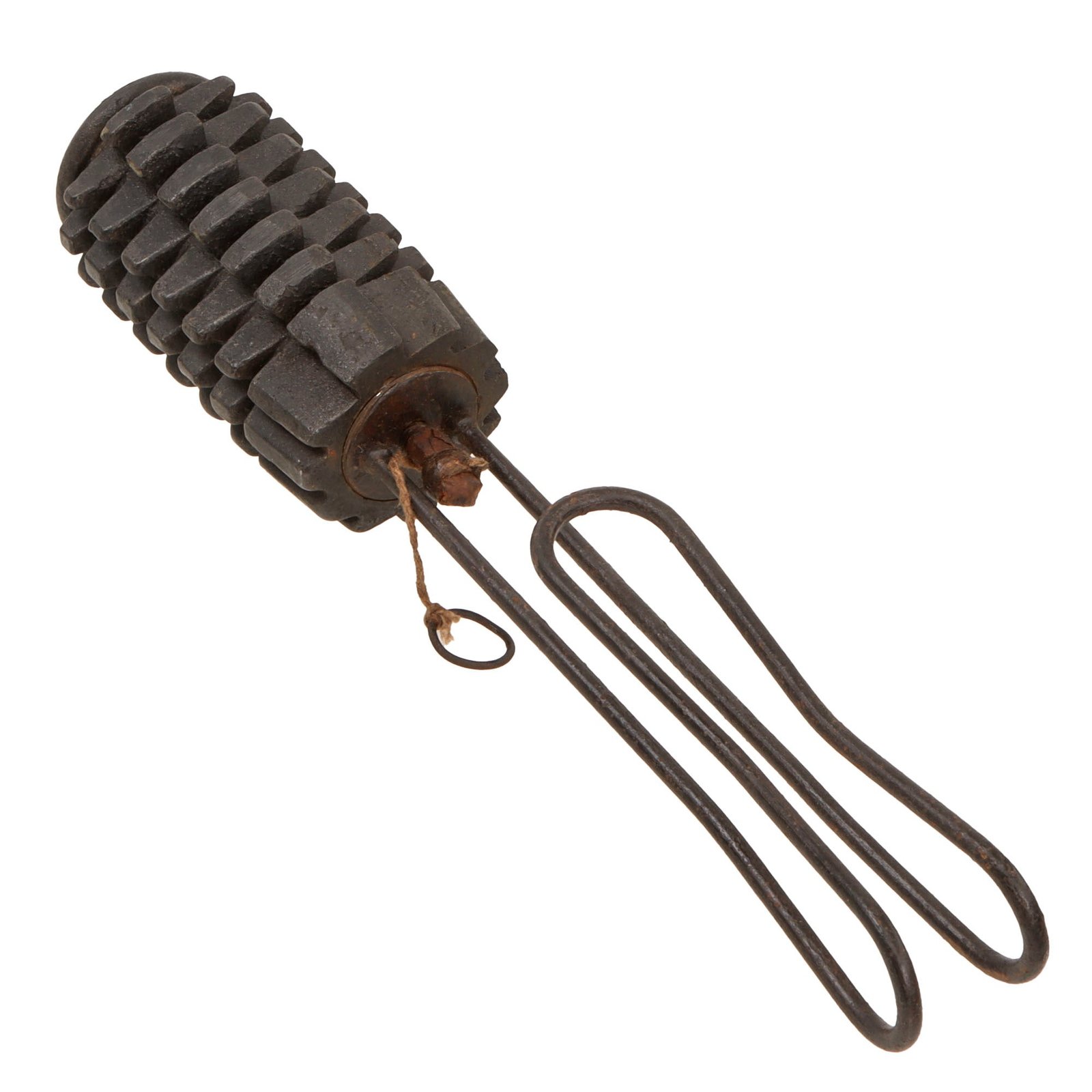 Original Austro-Hungarian WWI 1st Model M15 Zeitzünder Rohrhandgranate "Corn" Hand Grenade with Retained Pull Ring on String - Inert