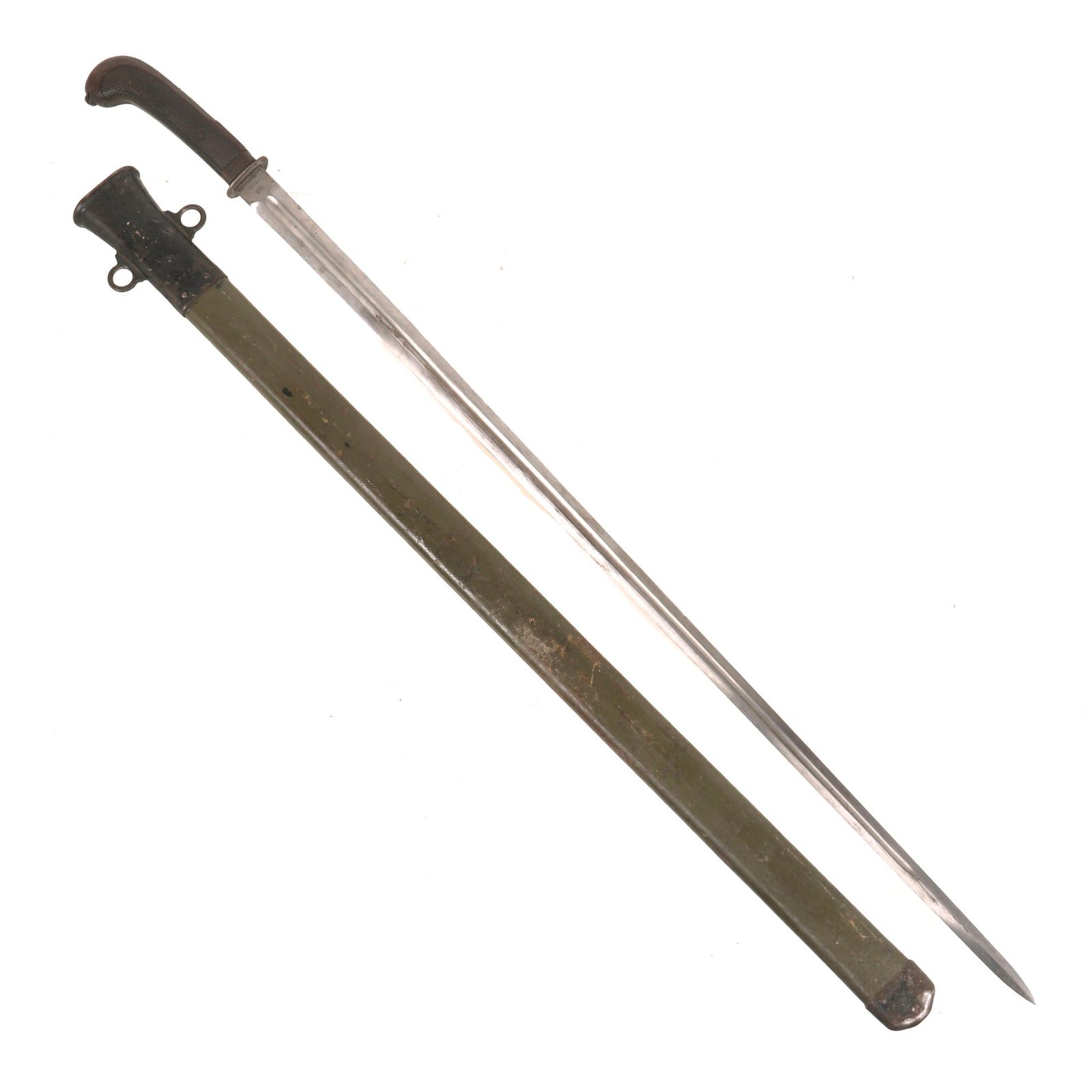 Buy Original U.S. WWI Cut-Down Model 1913 Cavalry Saber Patton Sword by Springfield Armory with Scabbard - Dated 1914 | Original Firearms Antique For Sale